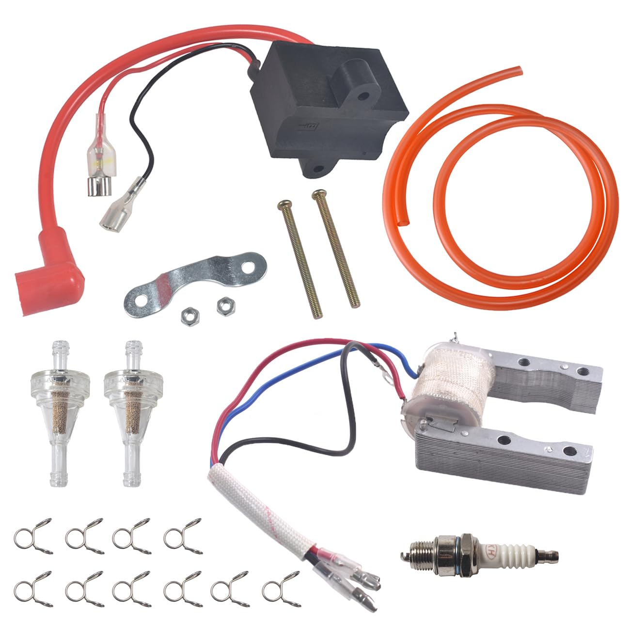 High-Performance CDI Ignition Magneto Coil Spark Plug Kit for 49cc-80cc 2-Stroke Engines - Compatible with Motorized Bicycles, Pocket Bikes & Mini Chopper - Upgrade Your Ride for Better Acceleration & Fuel Efficiency
