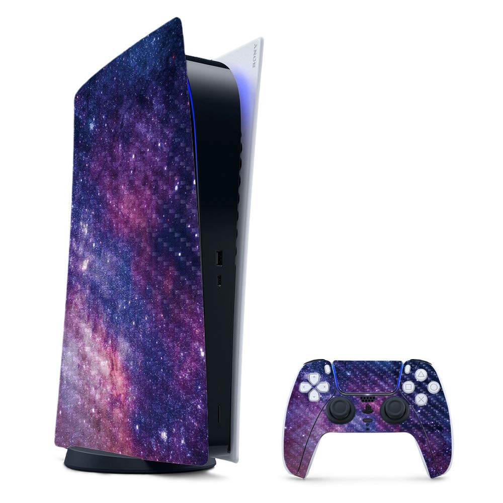 Premium Carbon Fiber Gaming Skin for PS5 & Playstation 5 Digital Edition - Violet Stars Design | Durable Textured Finish | Easy to Apply & Remove | Made in USA | Perfect for Gaming Setups & Console Protection