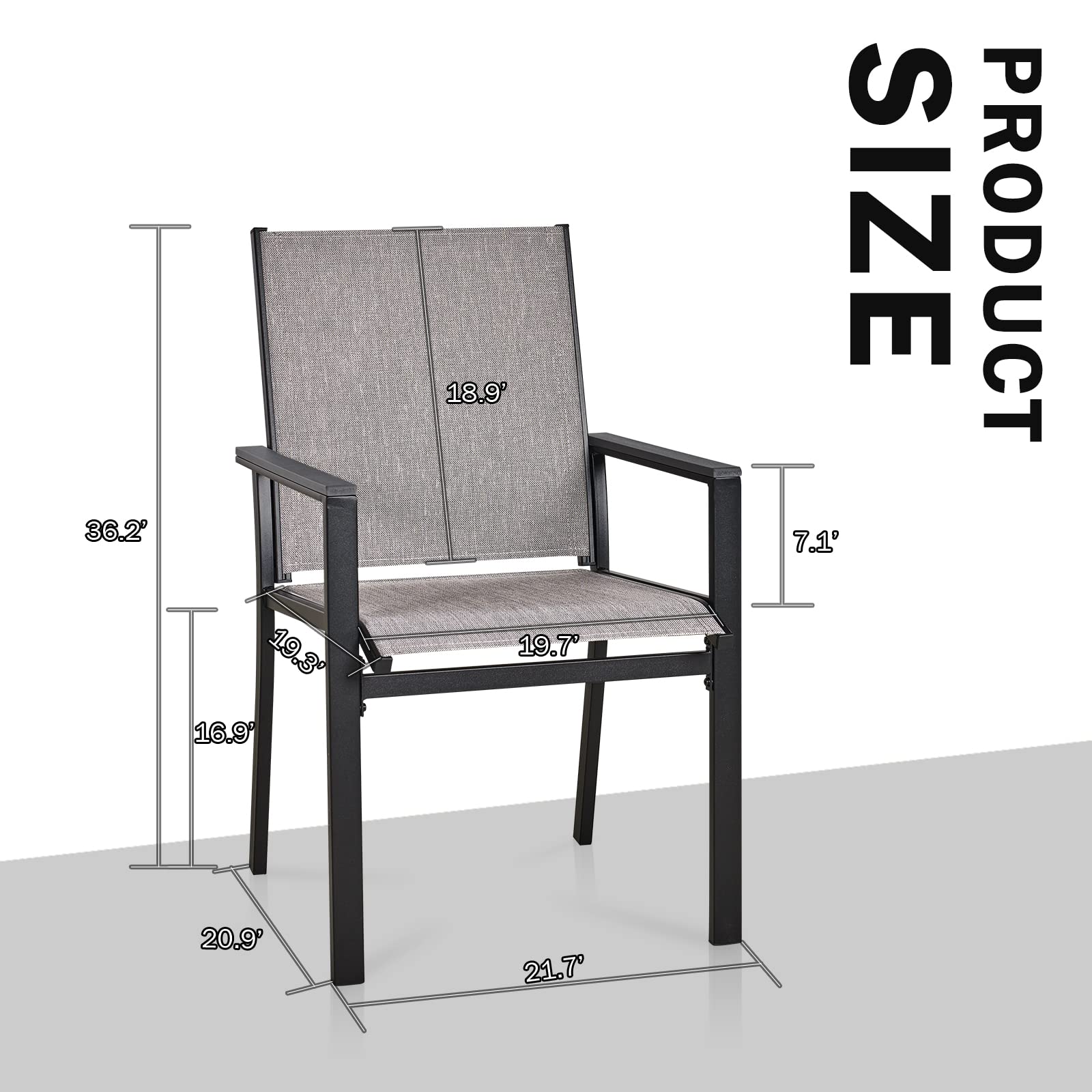MEOOEM 2-Piece Patio Dining Chairs Set - Textilene & Metal Outdoor Chairs, Weather-Resistant Modern Garden Furniture for Backyard, Poolside & Deck Use