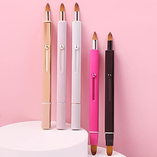 Professional Retractable Lip Brush with Sliding Button - Rose Gold Lipstick Applicator for Precise Makeup Application (Perfect for Travel & On-the-Go Touchups)