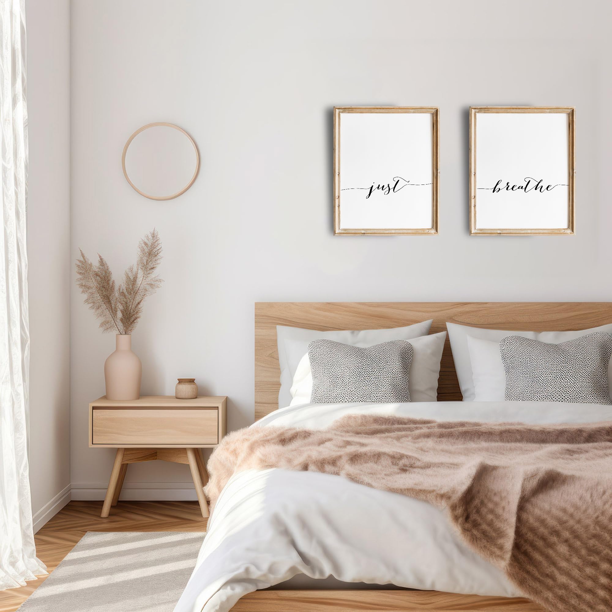 Just Breathe Wall Art Prints - Set of 2 Unframed 8x10 - Inspirational Office & Home Décor