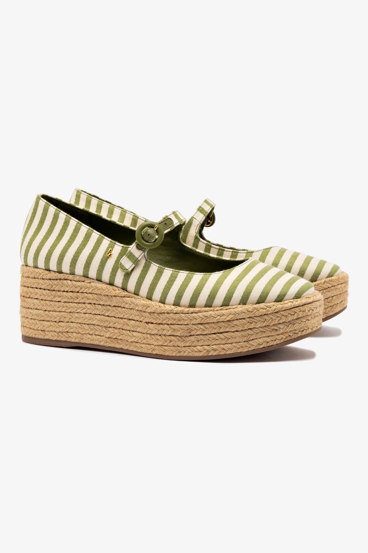 Blair Women's Flatform Sandals in Seaweed Striped Fabric - Comfortable Summer Beach Slides for Casual Outings & Vacation Wear