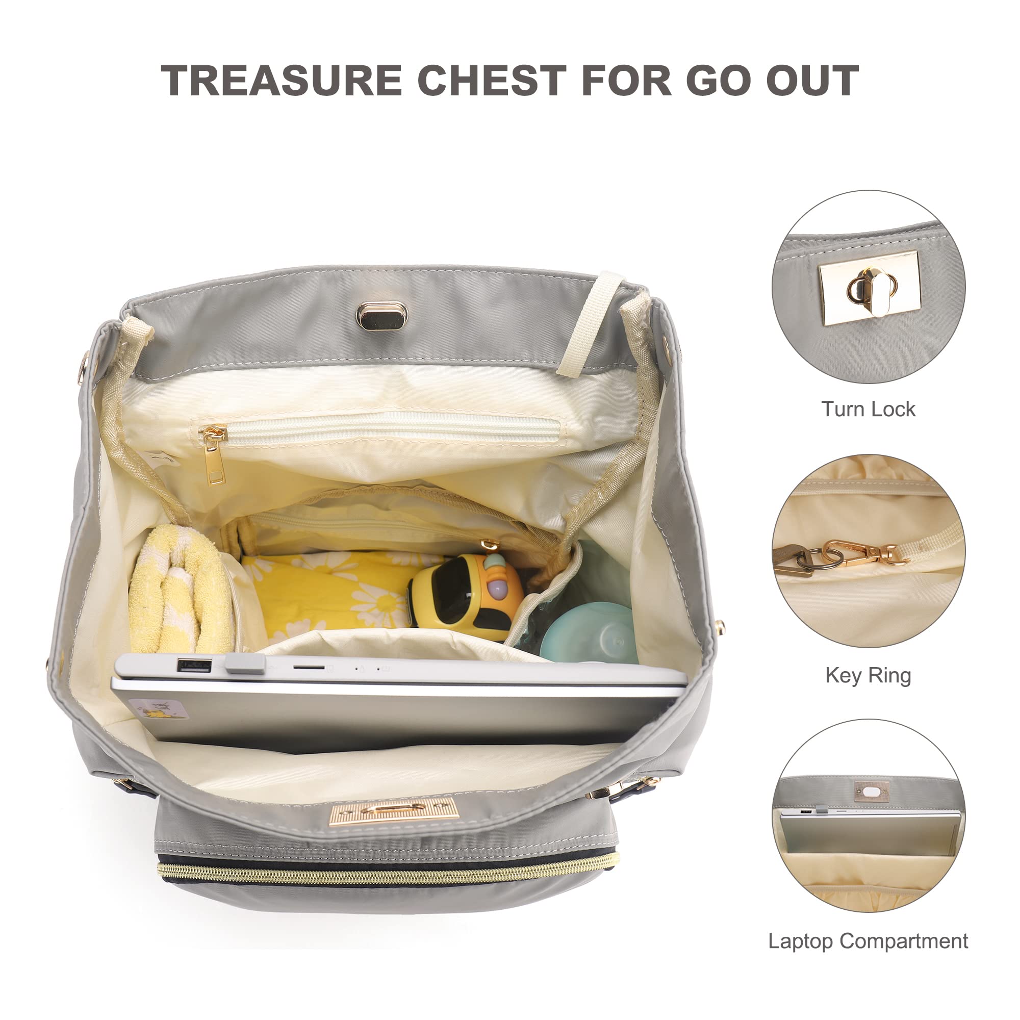Vogshow Waterproof Diaper Bag Backpack - Large Multi-Functional Travel Baby Changing Bag for Moms, Dads & Caregivers - Perfect for Daycare, Hospital Visits & Family Outings