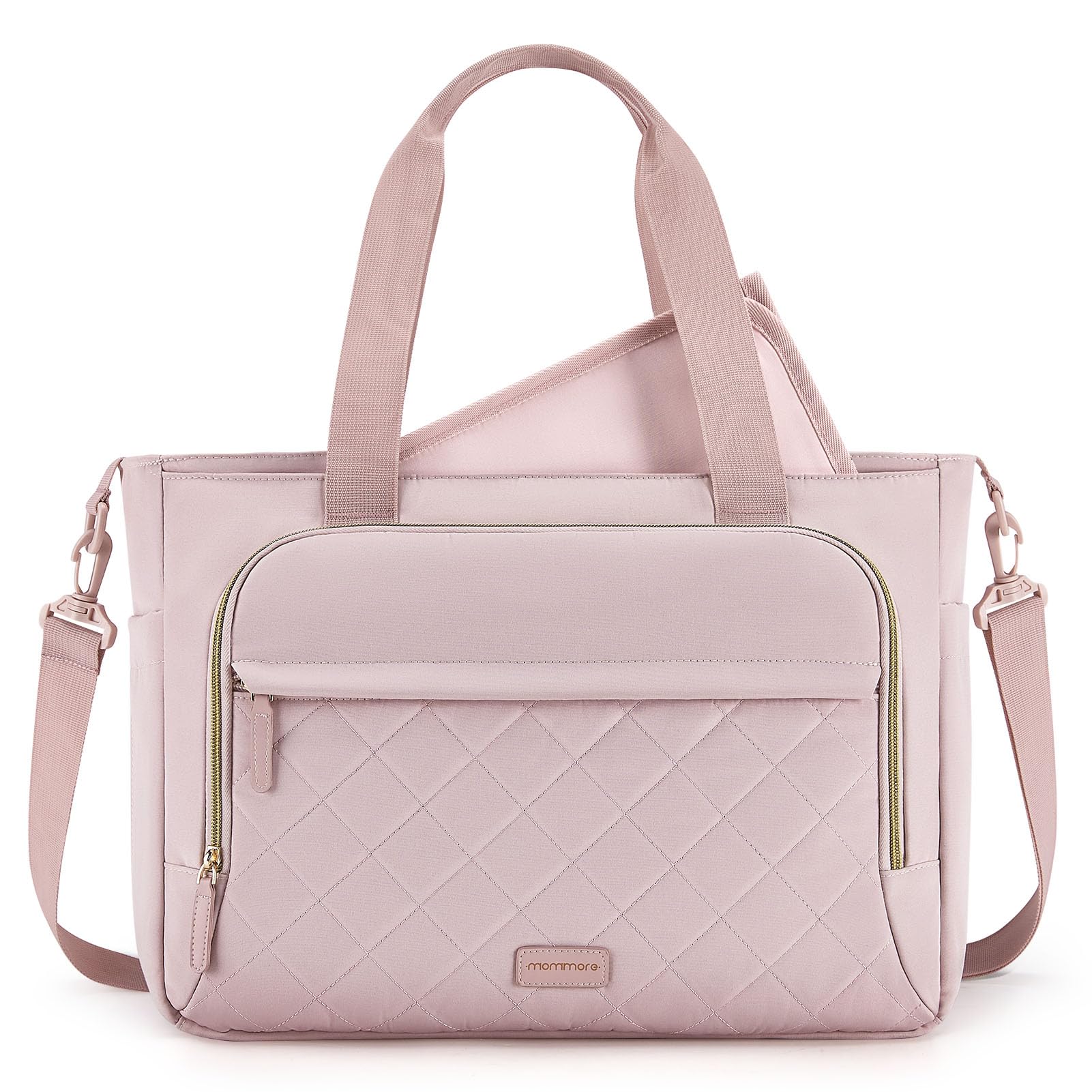 Mommore Lightweight Diaper Bag Tote with Insulated Pockets & Stroller Straps - Small Baby Bag for Nursing, Gym & Travel - Perfect for Busy Moms On-The-Go