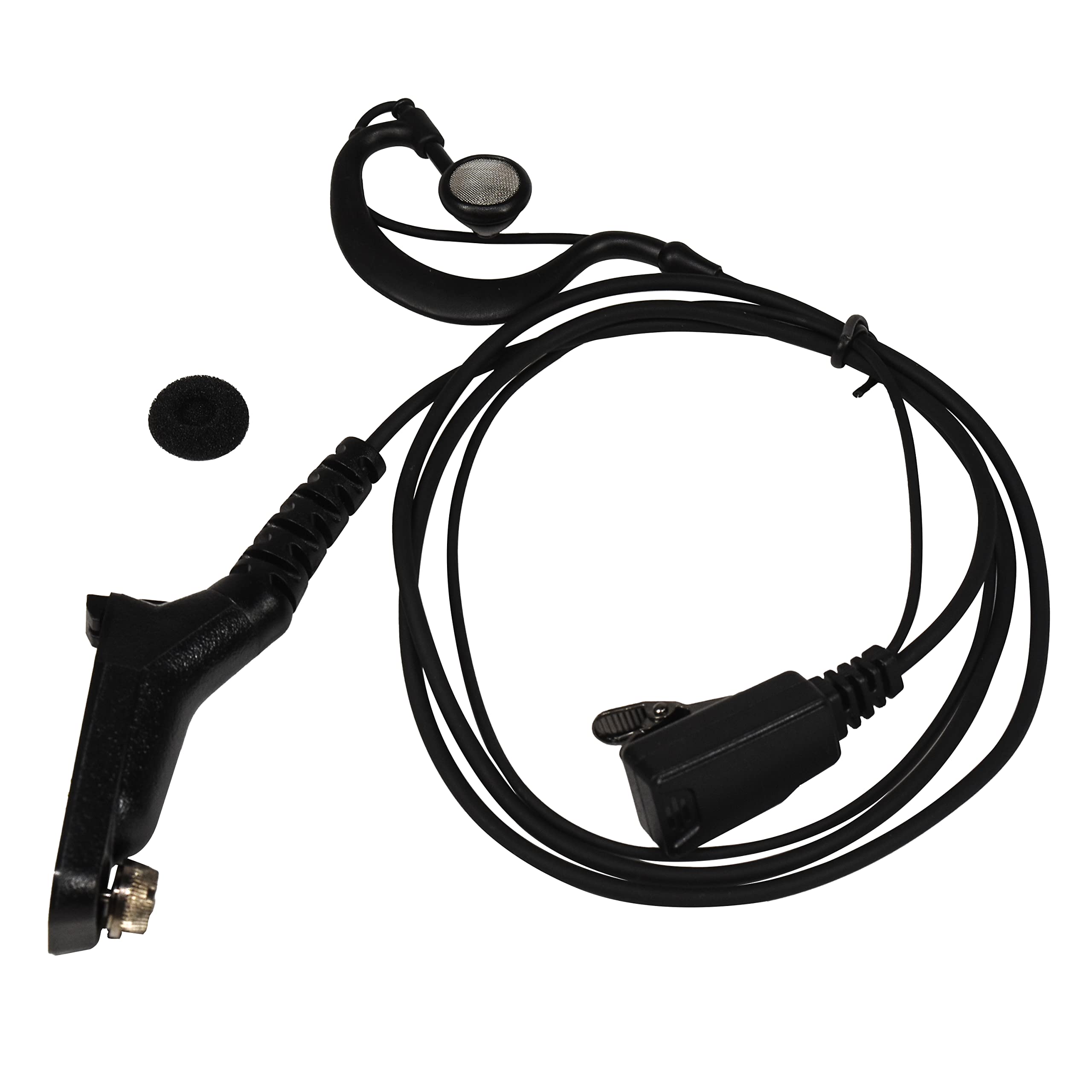 HQRP 4-Pack G-Shape Earpiece Headset with PTT Mic - Compatible with Motorola DGP6150+, DP3400, DP3401 & Sun Meter - Ideal for Two-Way Radios, Security, Construction & Outdoor Communication