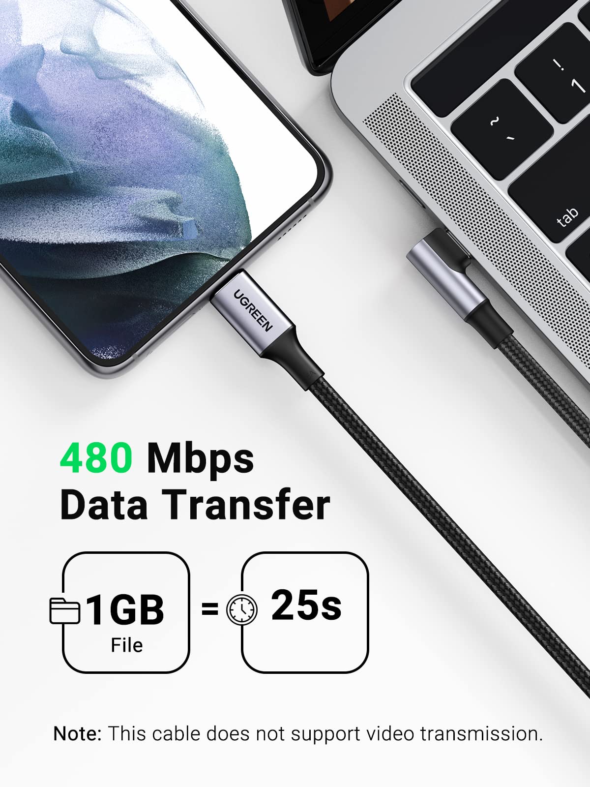 UGREEN 100W USB C to USB C Cable, 90 Degree Right Angle PD Fast Charging Cord for iPhone 16/15 Pro Max, MacBook Air, iPad, Galaxy S25/S24, PS5 Controller - 6ft Fast Charging Cable for Home, Office & Travel