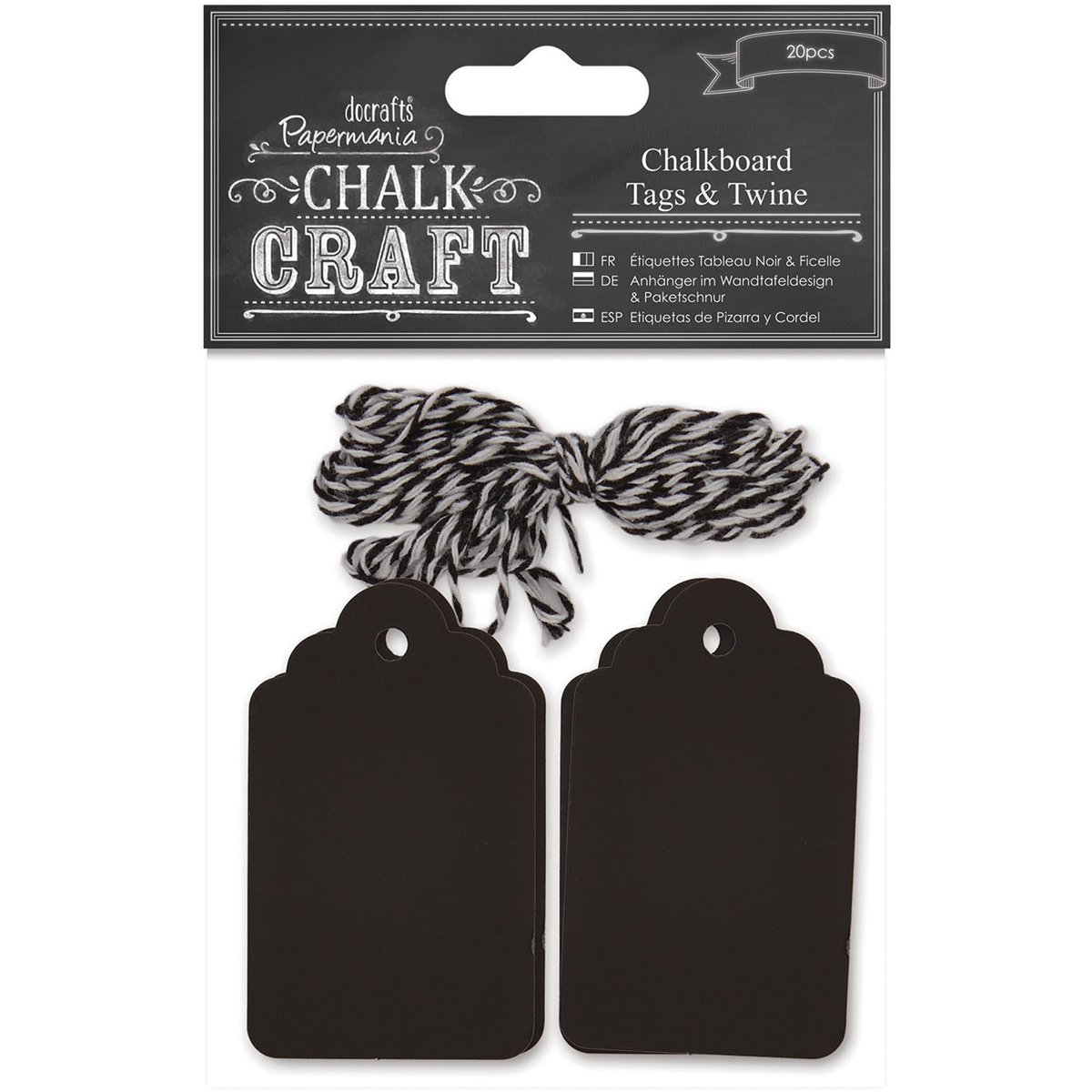 docrafts PM355417 Chalk Craft Chalkboard Set with Tags and Twine - Perfect for DIY Home Decor, Wedding Signs & Classroom Projects
