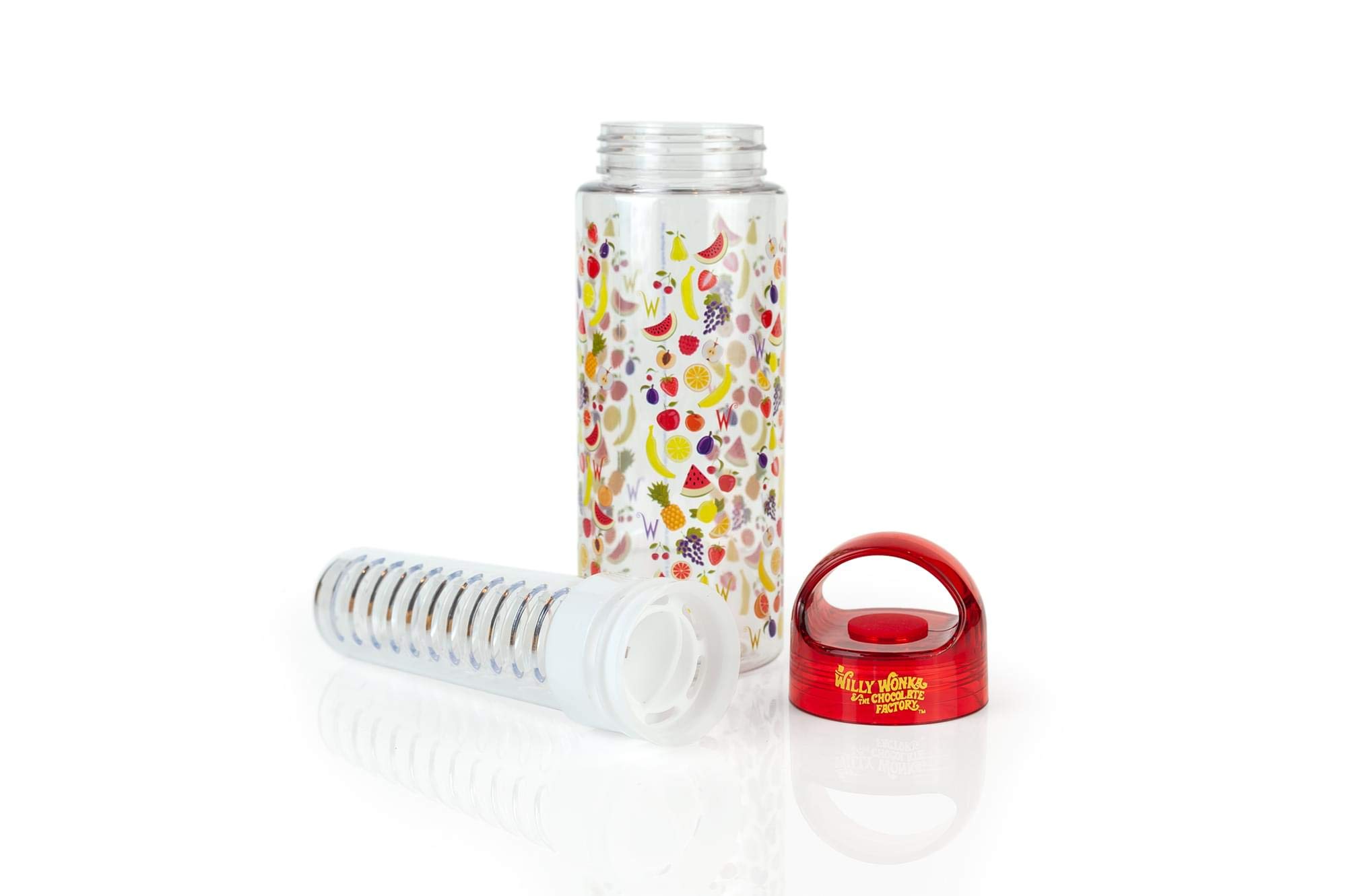 Willy Wonka Fruit Infuser Water Bottle - BPA Free Leak Proof 32oz Glass Water Bottle with Strainer for Infused Water, Detox, Tea & Cold Brew - Perfect for Gym, Office, Hiking & Travel