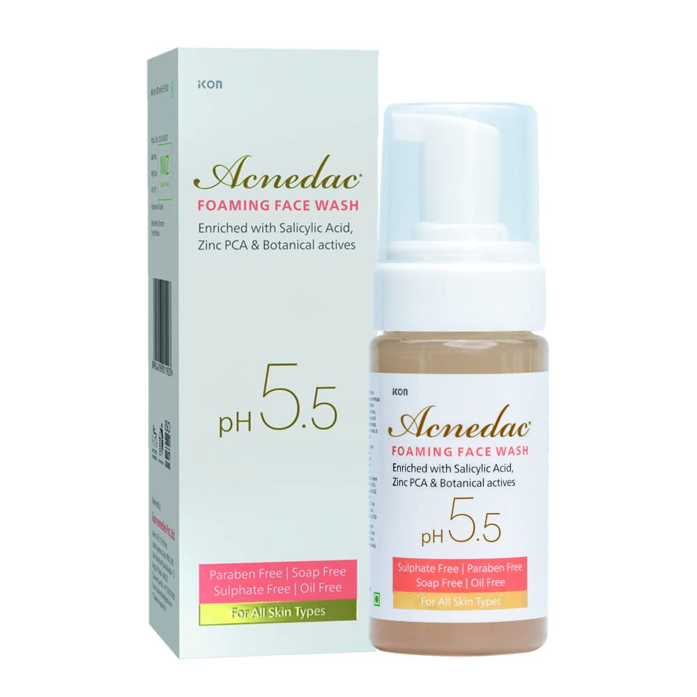 Acnedac Anti Acne & Pimple Foaming Face Wash 100ml - Salicylic Acid 1.2% with Tea Tree Oil, Neem & Mint - Oil Free & Sulfate Free Cleanser for Oily & Acne Prone Skin - Daily Face Wash for Clear Skin - Pack of 1 (100ml) | Perfect for Teenage & Adult Acne Treatment, Morning & Night Skincare Routine