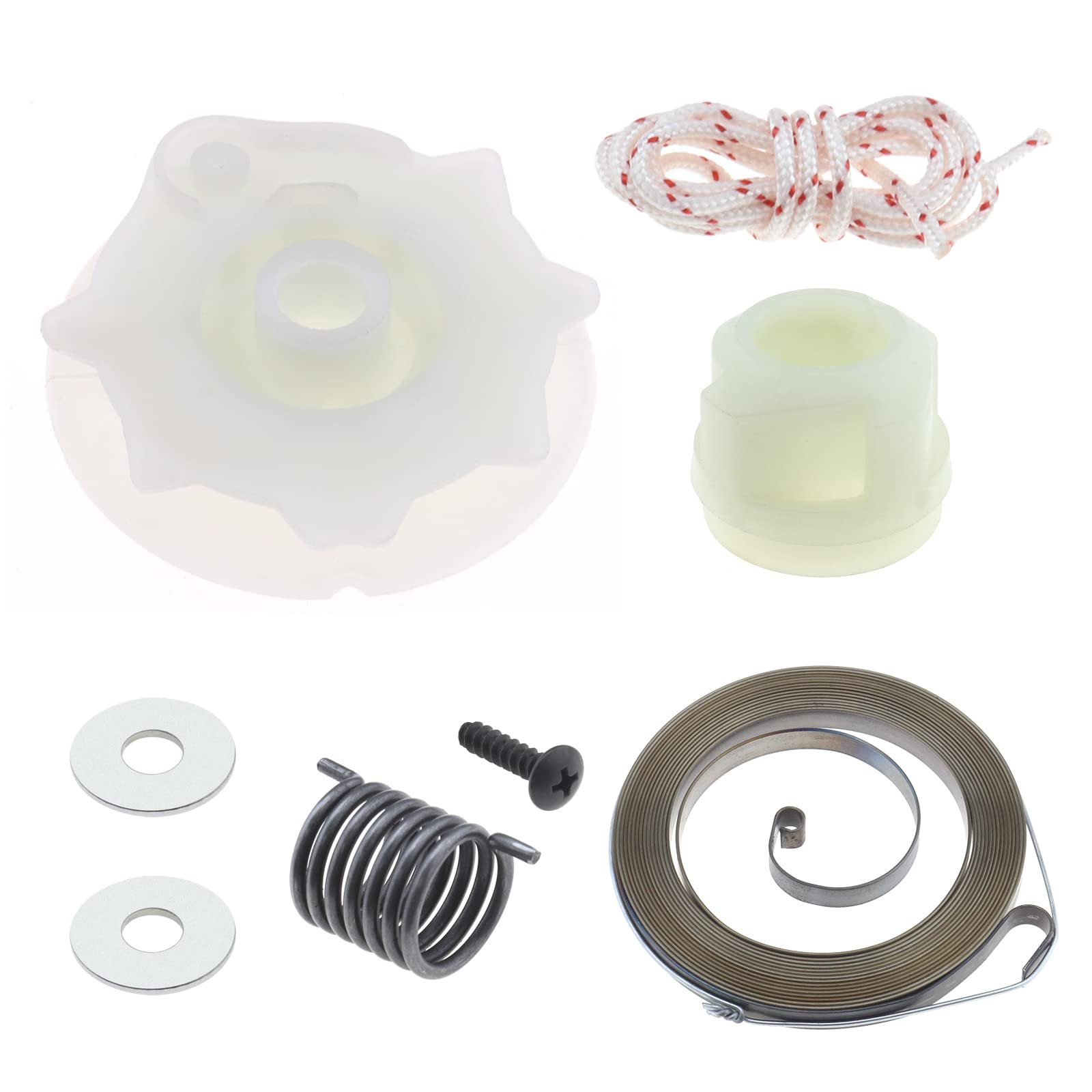 8-Piece Chainsaw Recoil Starter Pulley Spring Kit 530071966 - Compatible with Poulan Pro P4018AV, P4018AV-BH, PP4218AV, PP4218AVHD, PP4218AVL Gas Chainsaws - Perfect for DIY Repairs & Maintenance