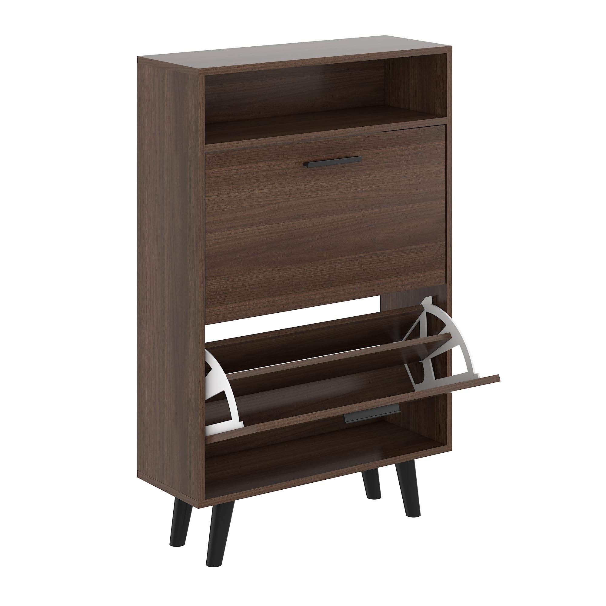WAHEY Shoe Cabinet with 2 Flip Drawers - Freestanding Shoe Rack with Legs for Entryway, Closet & Bedroom Organization - FSSR013