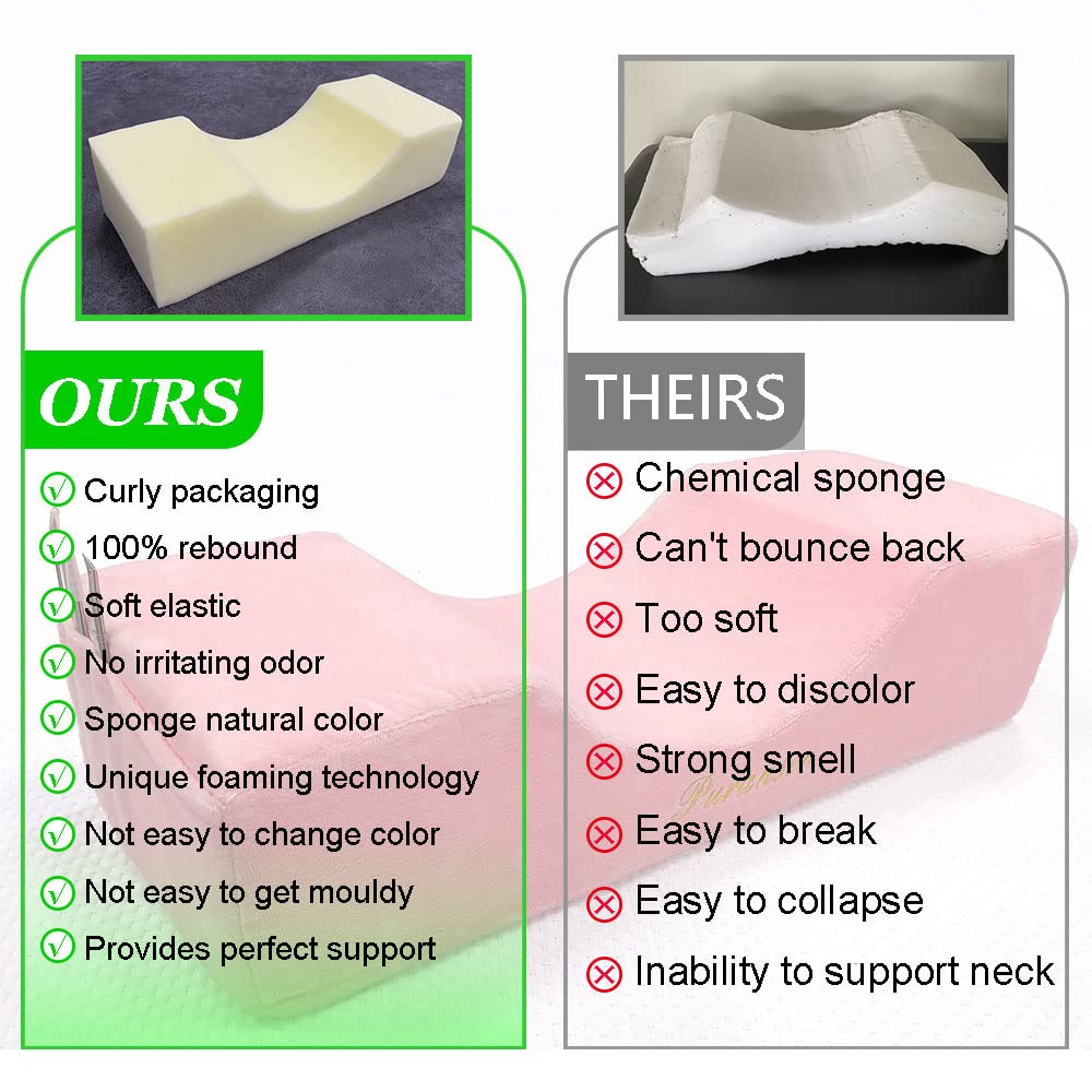 Puransen Lash Extension Pillow - Soft Velvet Memory Foam Eyelash Pillow for Comfortable Lash Application, Neck Support for Eyelash Extensions & Makeup (Pink) - Perfect for Salon Professionals & Home Lash Artists