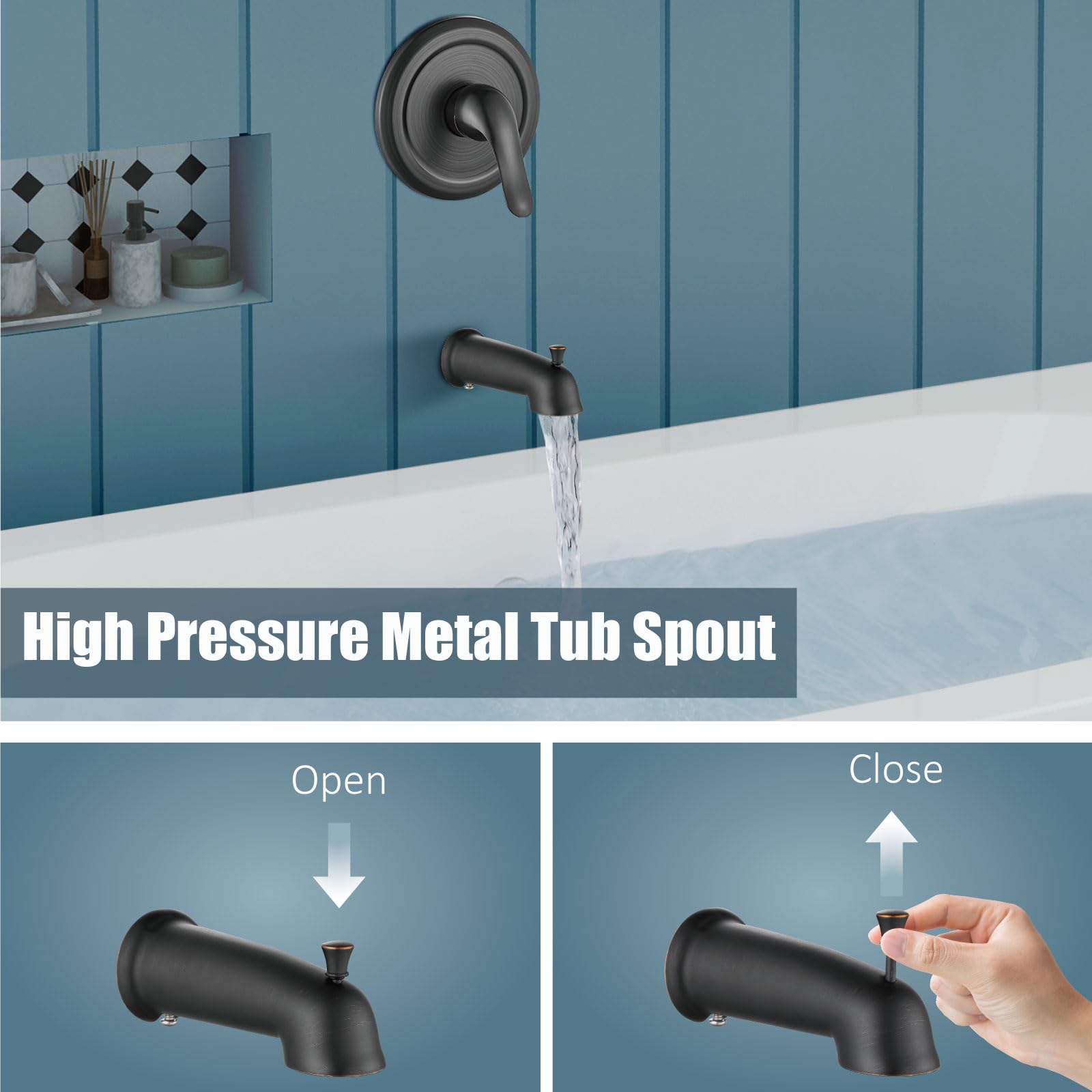 Aolemi Oil Rubbed Bronze Shower Faucet Set - 8-Setting Dual Shower Head & Handheld Spray System with Tub Spout, Rain Shower Head & Pressure Rough-in Valve | Perfect for Bathroom Renovation & Luxury Spa Experience