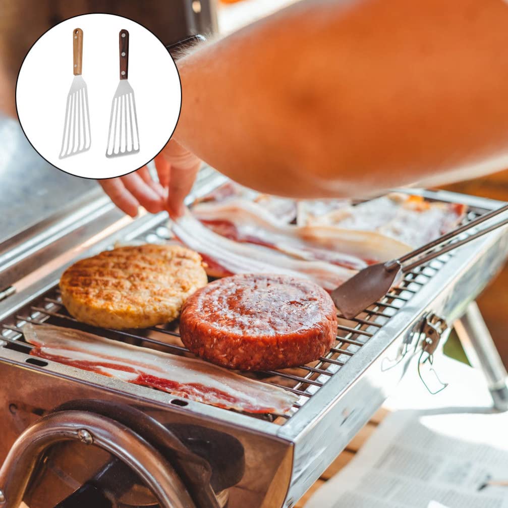 2-Piece Stainless Steel Steak Spatula Set - Heat-Resistant BBQ & Cooking Utensil for Grilling, Flipping Burgers & Pancakes - Heavy Duty Kitchen Tool for Home Chefs & Outdoor Cooking