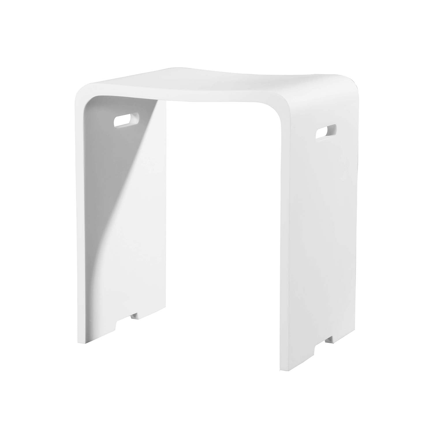 DAX Solid Surface Bathroom Stool - Matte White Finish, 15.75