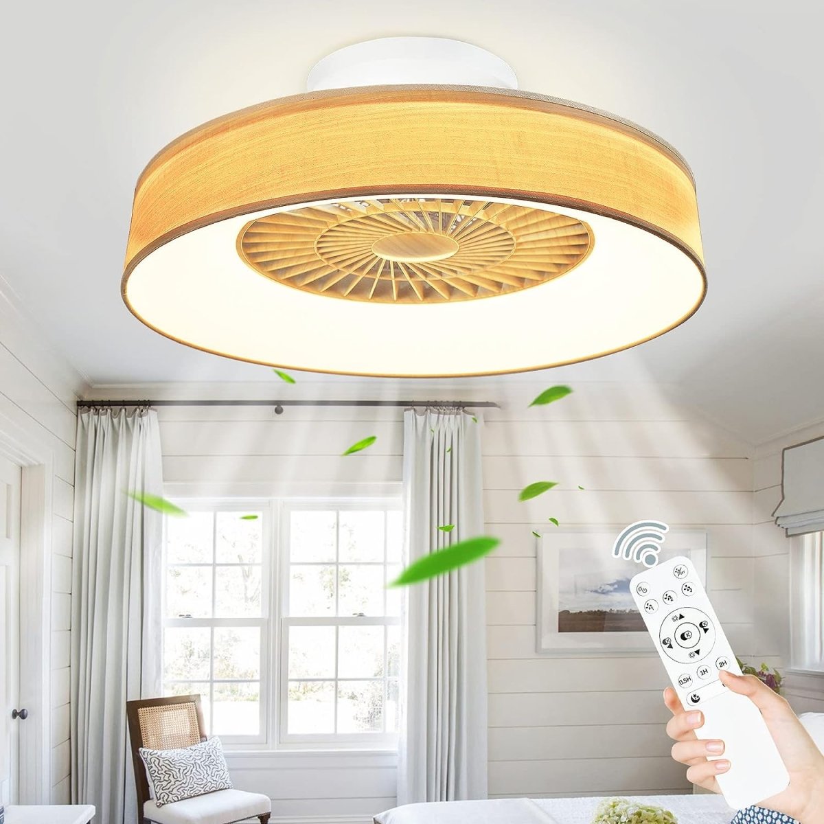 DLLT 18/22 Inch Flush Mount Ceiling Fan Remote Control Replacement - Infrared Starry Sky Fan Remote for Bedroom, Living Room & Office