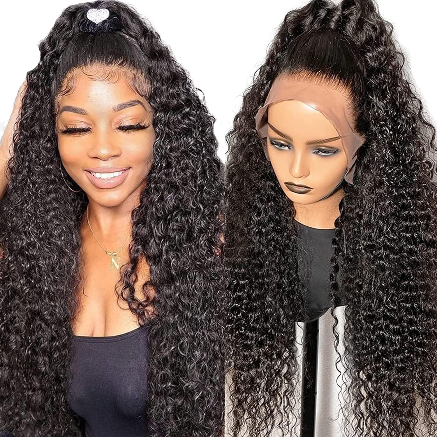 Alionly 13x6 HD Lace Front Wig - Brazilian Human Hair Water Wave Curly Wig 18 Inches 220 Density, Pre-Plucked with Baby Hair, Glueless Wet & Wavy Wig for Women | Perfect for Daily Wear, Parties, Weddings & Special Occasions