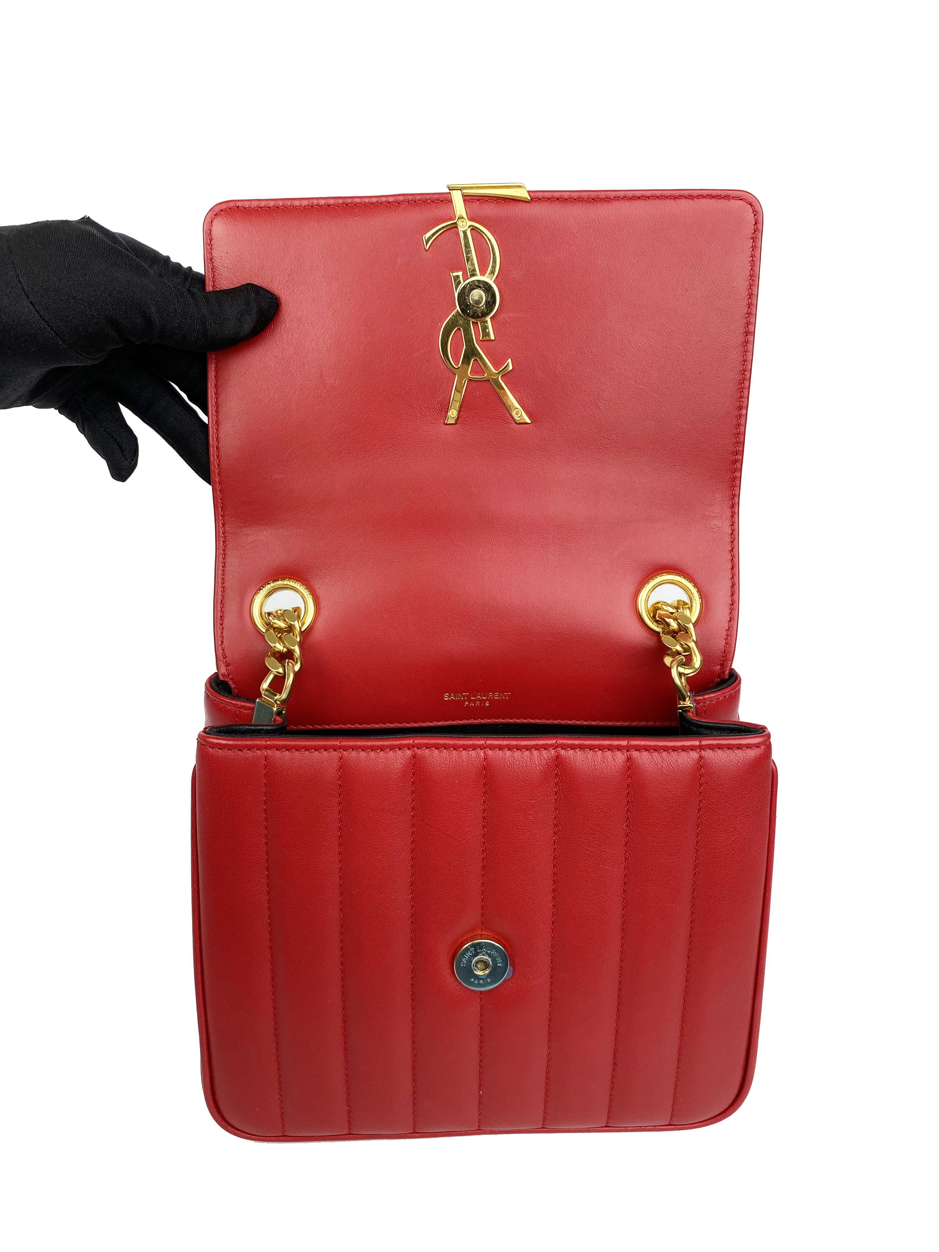 Saint Laurent Small Red Vicky Bag - Luxury Leather Crossbody Purse for Women | Perfect for Date Night, Parties & Everyday Use