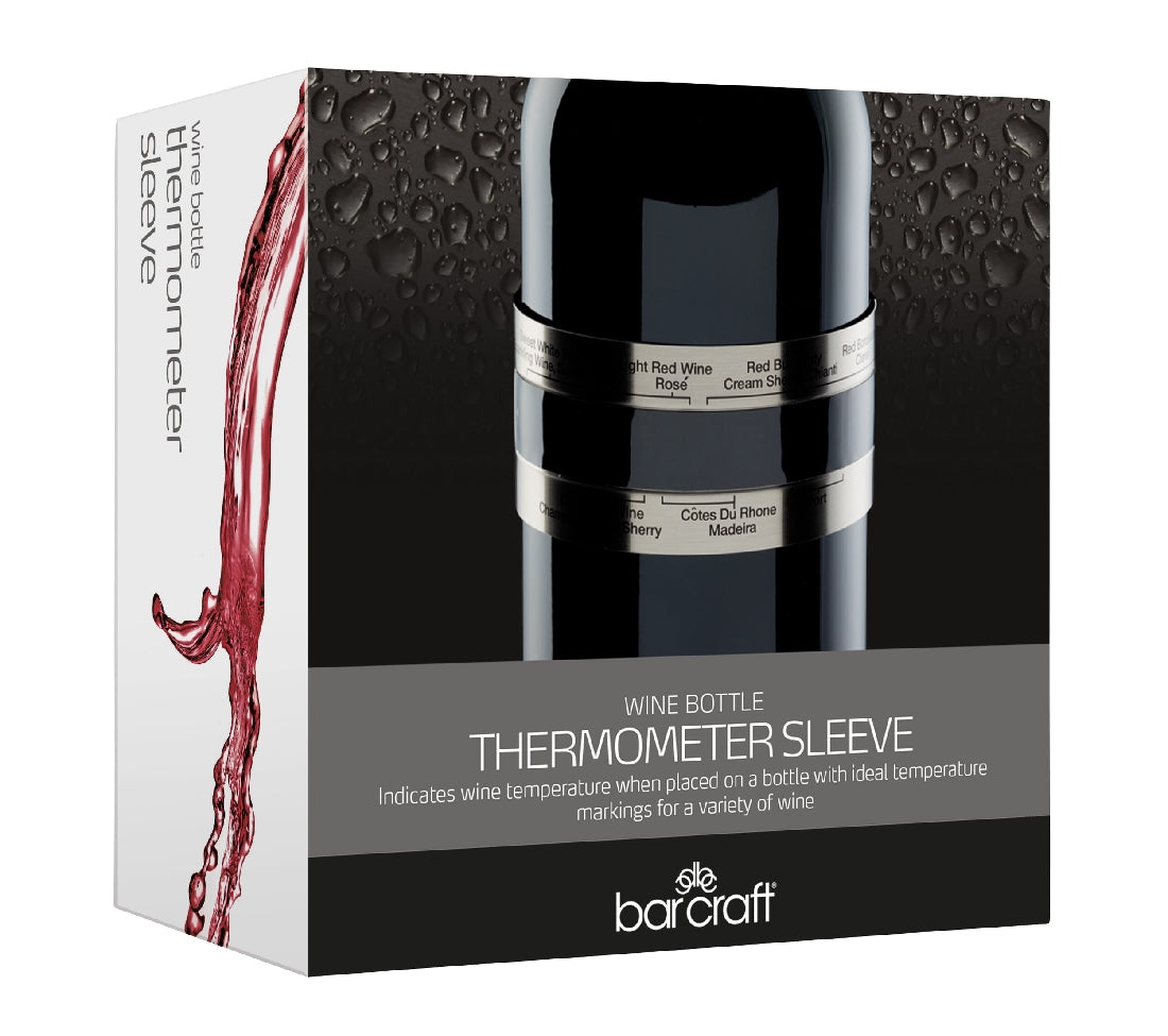 Barcraft Wine Bottle Thermometer Sleeve - Digital Wine Temperature Gauge with Gift Box - Perfect for Wine Lovers, Sommeliers & Home Entertaining