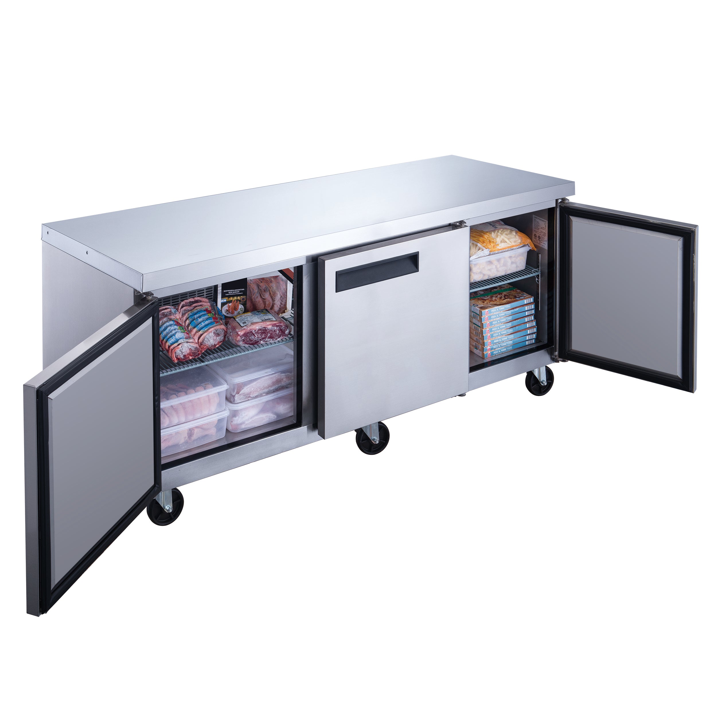 Dukers DUC72F 3 Door Undercounter Commercial Freezer - Stainless Steel Restaurant Freezer for Bars, Kitchens & Food Service Businesses - Perfect for Ice Cream, Beverages & Frozen Food Storage