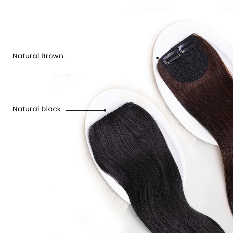 100% Natural Human Hair Extensions - Thick Hair Patch for Thinning or Low-Volume Hair | 16 Inch Natural Brown | Perfect for Daily Wear, Special Occasions & Hair Volume Boost