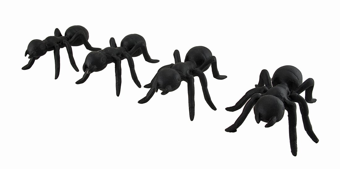 Zeckos Set of 4 Black Cast Iron Ant Statues - Realistic Insect Decor Figures for Garden, Home, and Office Decoration