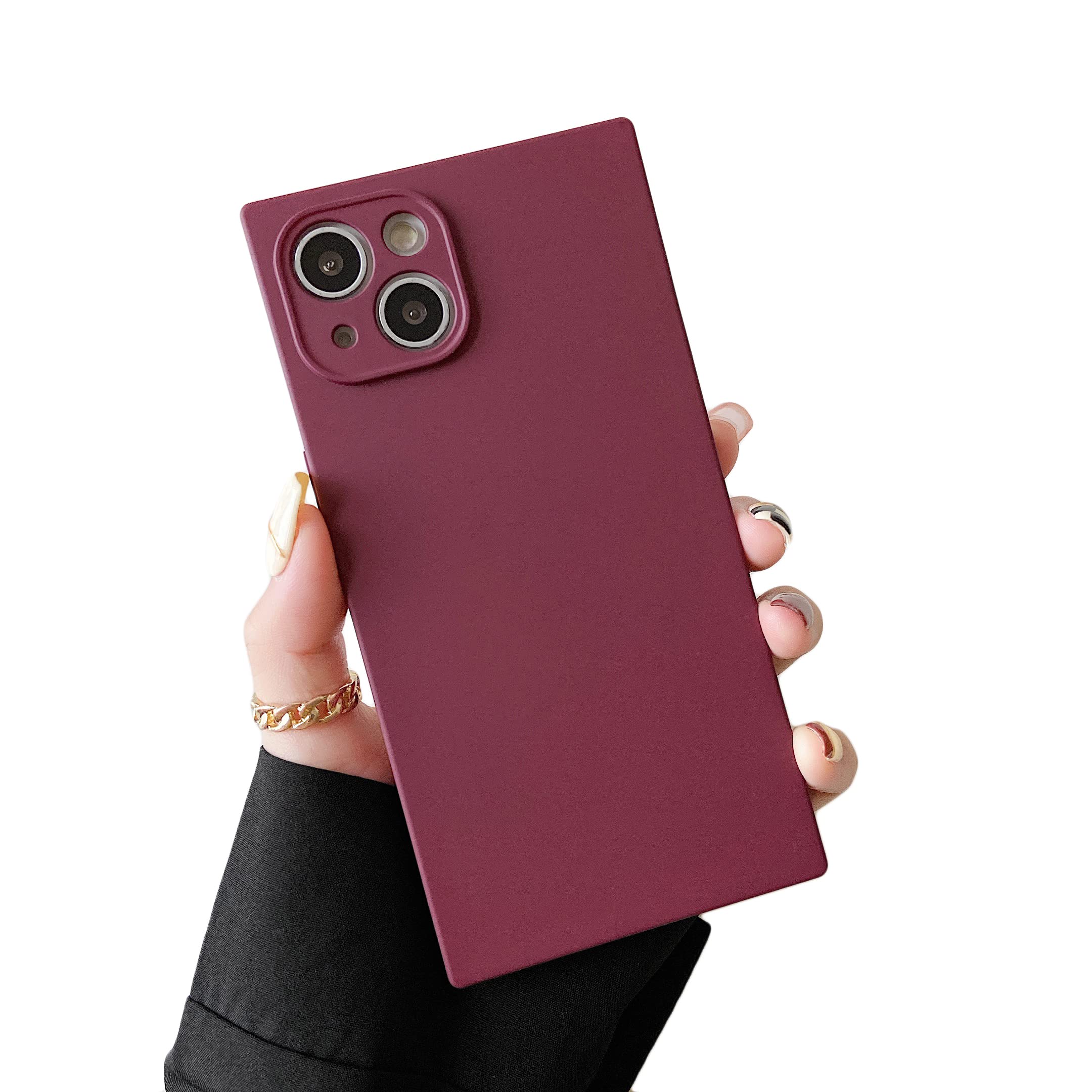 Premium Square iPhone 13 Case - Slim Matte Silicone Cover with Camera Protector | Lightweight, Soft Touch & Minimalist Design | Luxury Aesthetic for Apple iPhone 13 (Wine Red) | Perfect for Daily Use, Work & Travel Protection