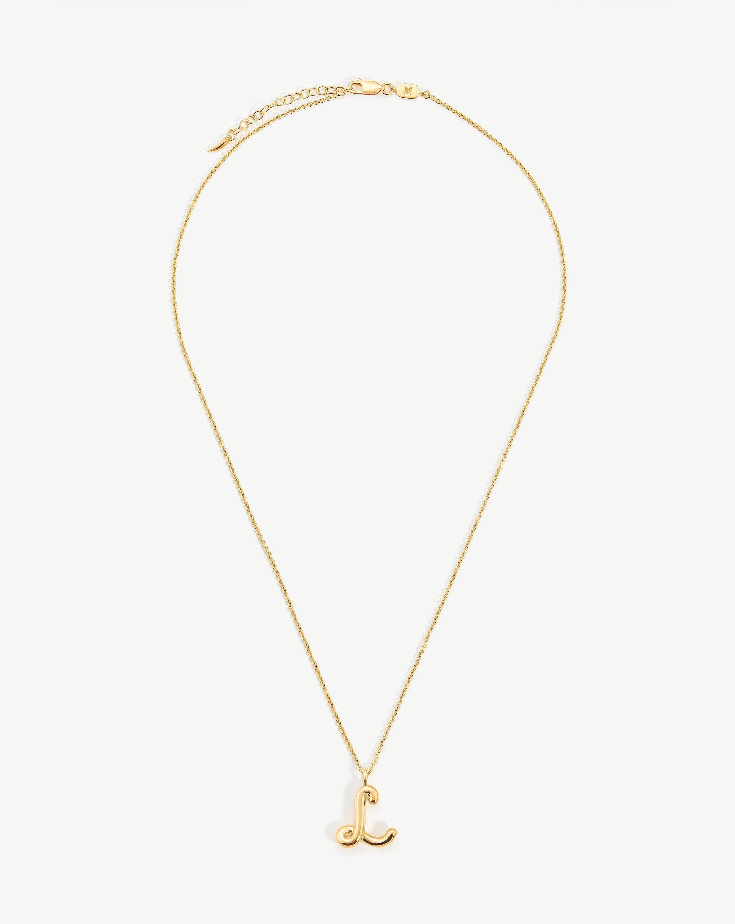 18K Gold Vermeil Curly Molten Initial Pendant Necklace - Personalized Letter L Jewelry for Women, Gift for Her, Birthday, Anniversary, Valentine's Day
