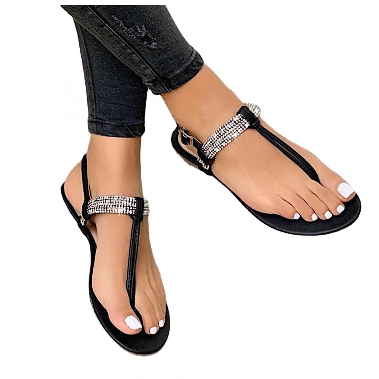 **SEAOPEN Women's Comfortable Flip Flops with Arch Support - Strappy Flat Summer Sandals for Walking, Beach & Casual Outfits**
