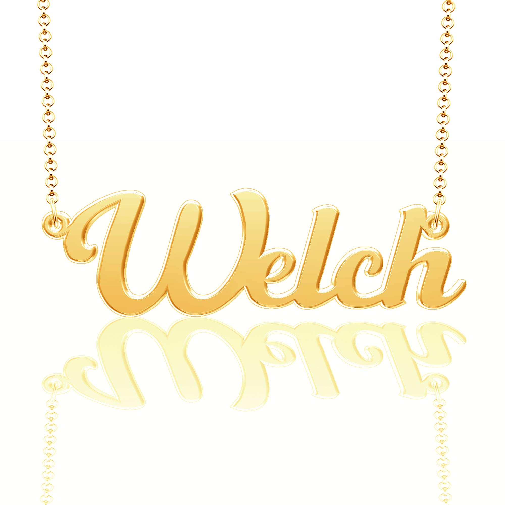 Custom Sterling Silver Welch Plate Personalized Last Name Necklace - Unique Family Gift for Mother's Day, Anniversary & Special Occasions