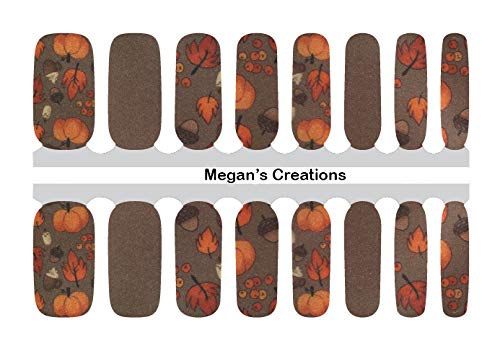 Fall Leaves Pumpkin Nail Polish Wraps - Premium Nail Polish Strips for Autumn Nail Art | Perfect for Halloween, Thanksgiving & Seasonal Manicures