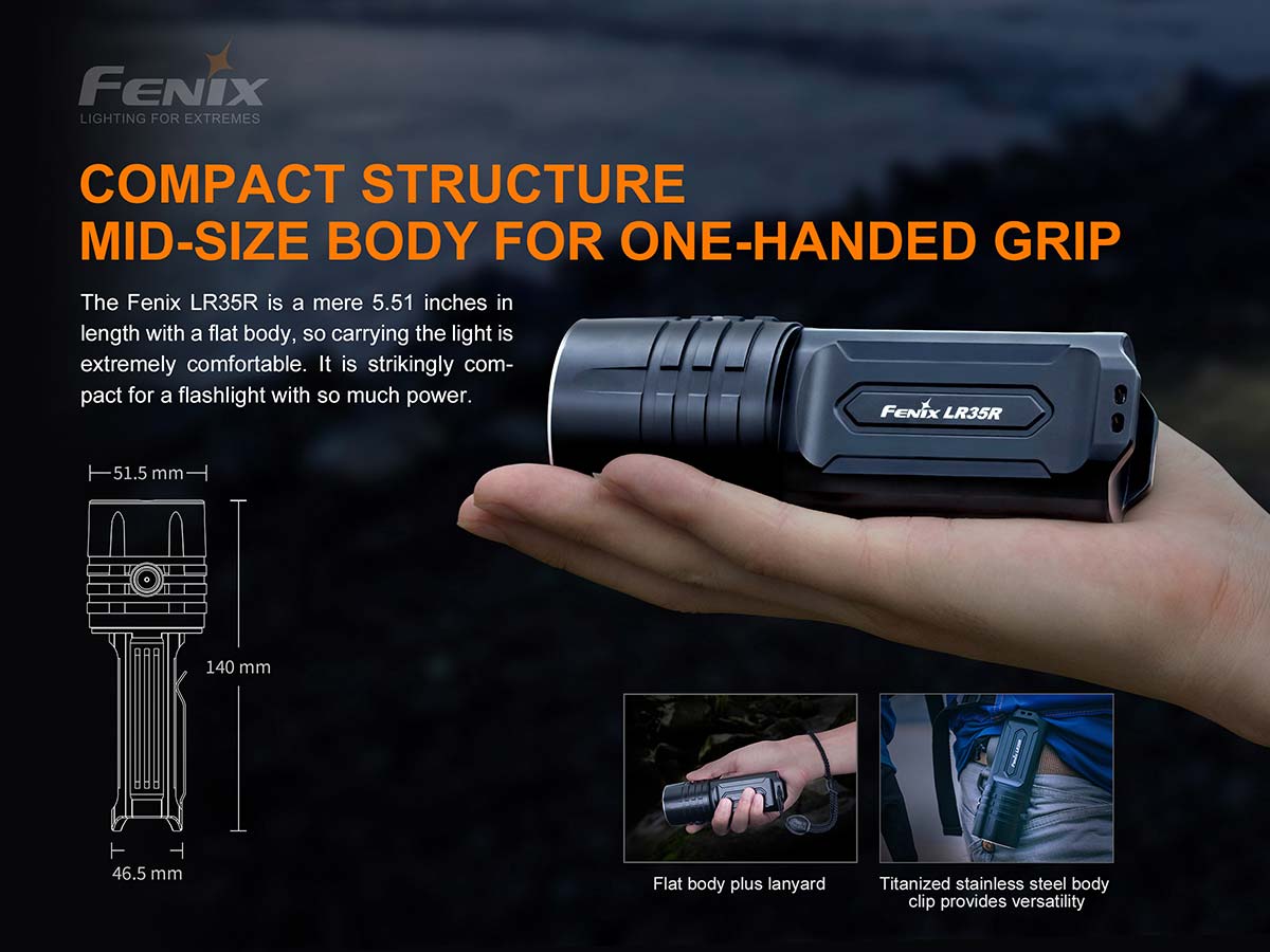 Fenix LR35R 10000 Lumens Rechargeable Flashlight - Ultra Bright LED Torch for Camping, Hiking, Emergency & Outdoor Adventures