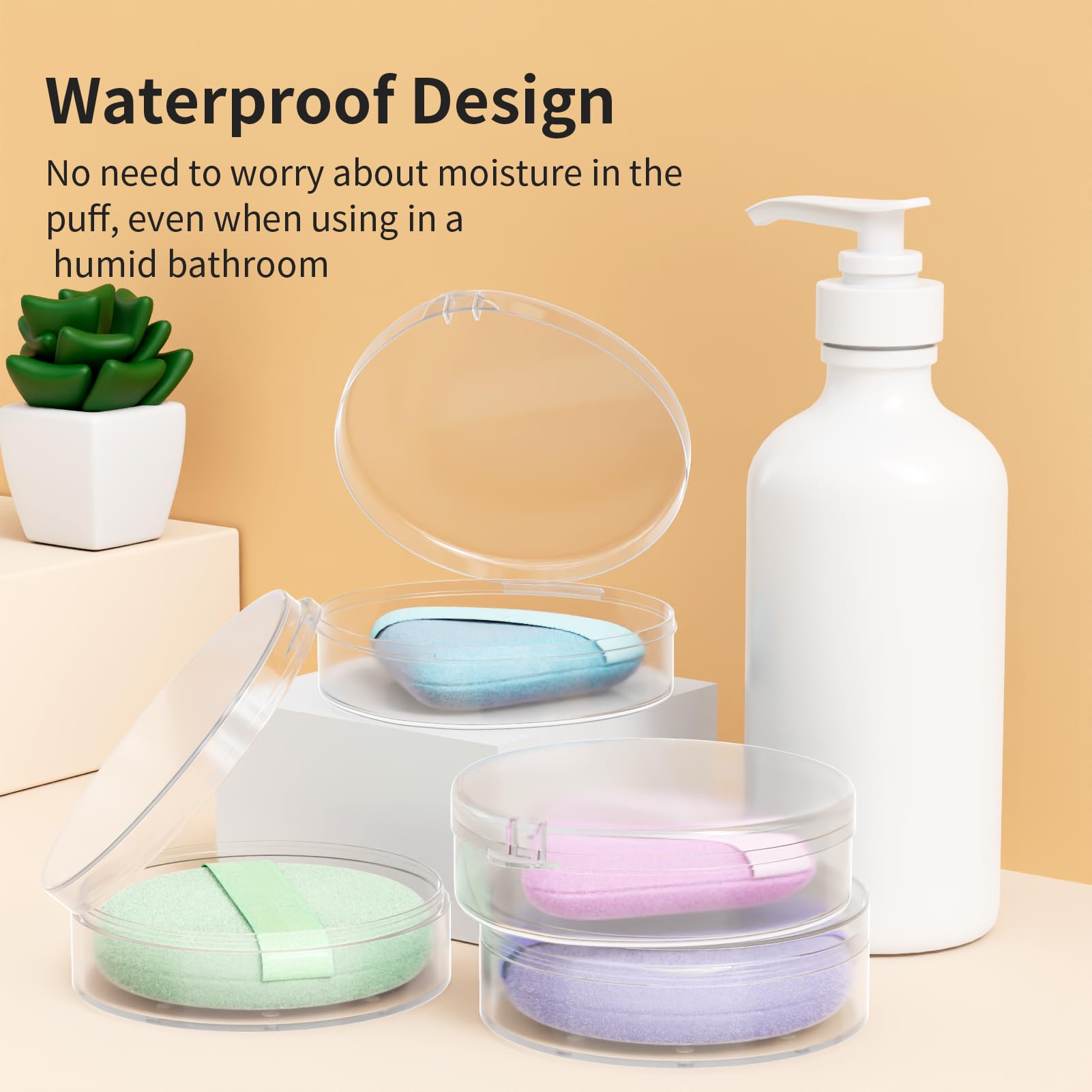 2-Piece Round & Teardrop Powder Puff Travel Case Set - Protective Makeup Puff Container for Beauty Blenders & Sponges - Perfect for Travel, Gym & On-the-Go Touch Ups (Powder Puffs Not Included)
