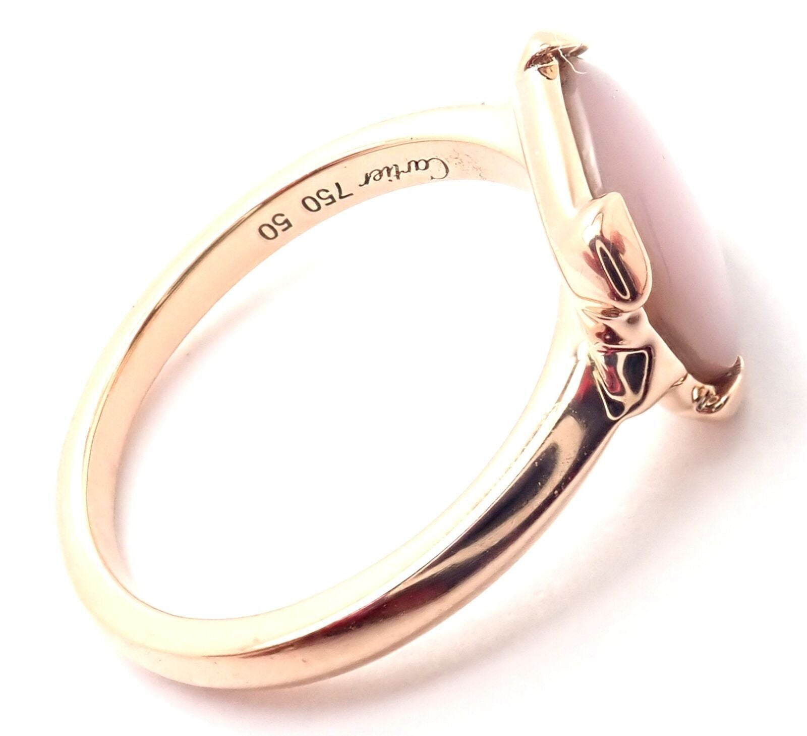 Authentic Cartier Tortue 18K Rose Gold Diamond Mother of Pearl Ring - Luxury Jewelry for Women, Elegant Gift for Anniversary & Special Occasions