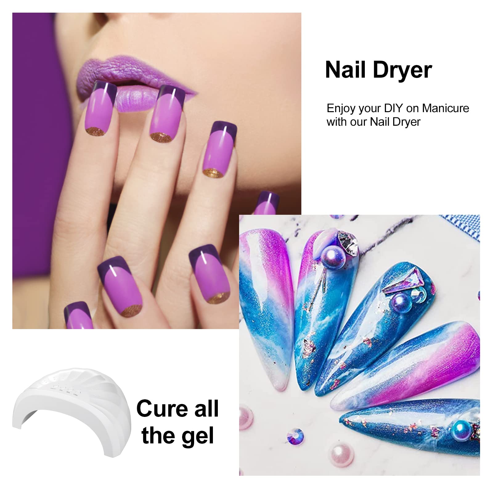 EXCLUZO Professional Nail Dryer Lamp with 3 Timer Settings - Fast UV/LED Curing for Gel Polish, Manicure & Pedicure - Perfect for Home & Salon Nail Care (Great Gift for DIY Nail Enthusiasts)