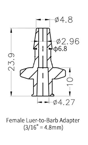 Female Luer Lock Connector - 10x Hose Barb Adapter for Medical Tubing (3/16