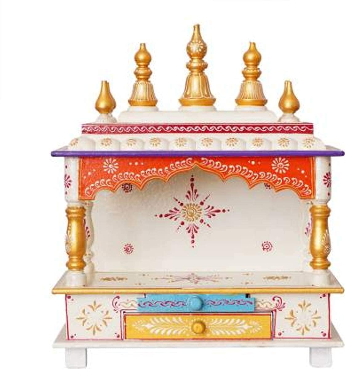 15x8x18 Inch Wooden Home Temple - Handcrafted Pooja Mandir for Hindu Worship | Perfect for Prayer Room, Living Room & Meditation Space