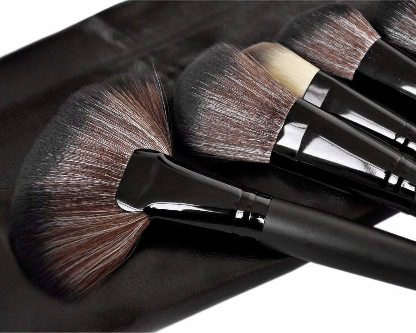 Professional Wooden Makeup Brush Set - 24 Pcs with Leather Storage Pouch | Vegan & Cruelty-Free Cosmetic Brushes for Foundation, Blending, Contouring | Perfect for Makeup Artists & Beauty Enthusiasts