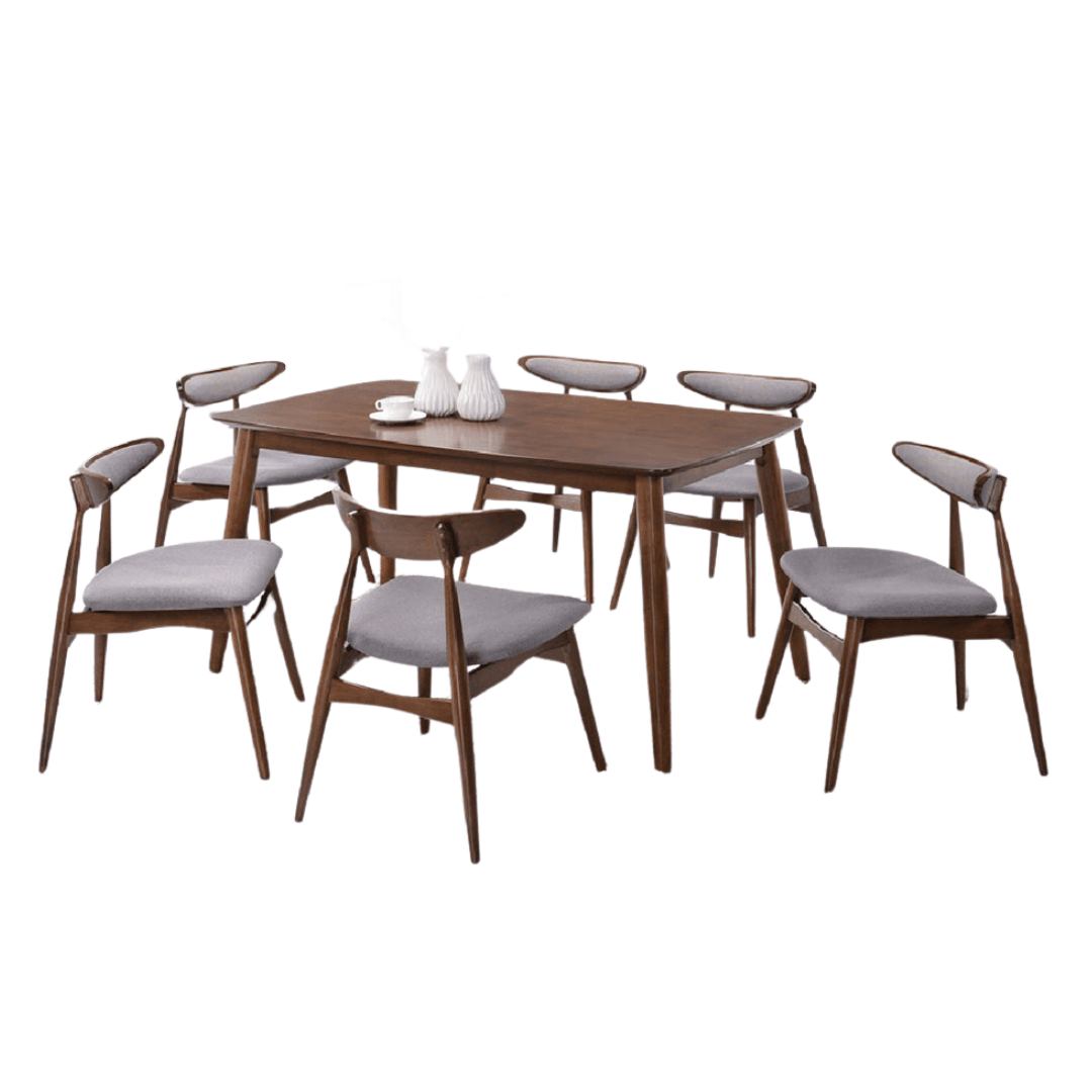 Faeryn 7-Piece Solid Wood Dining Table Set with 6 Chairs - Perfect for Family Meals, Dinner Parties & Kitchen Dining Rooms