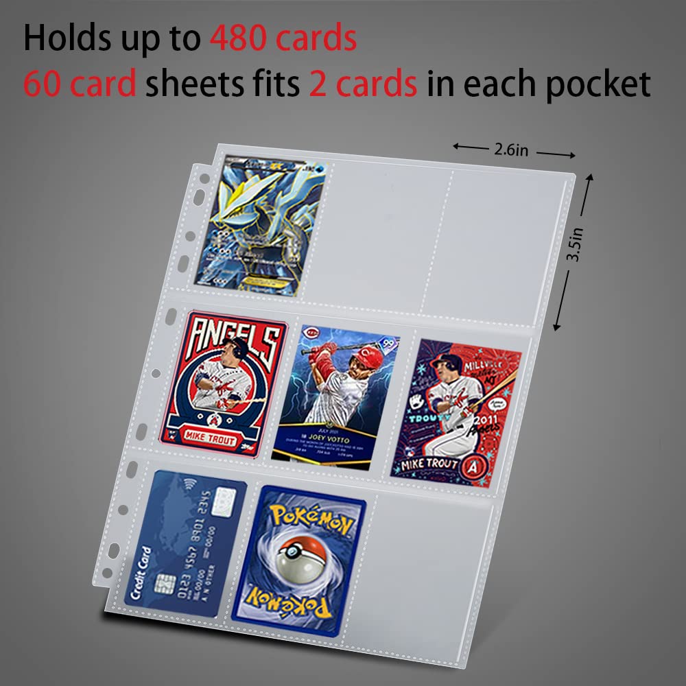 900 Pockets Baseball Card Sleeves - FOME Double-Sided 9-Pocket Trading Card Protector Sheets with 11 Holes, Fits 3-Ring Binder for Collectors (50 Pages) - Perfect for Organizing Baseball Cards, Trading Cards, Business Cards & Game Cards