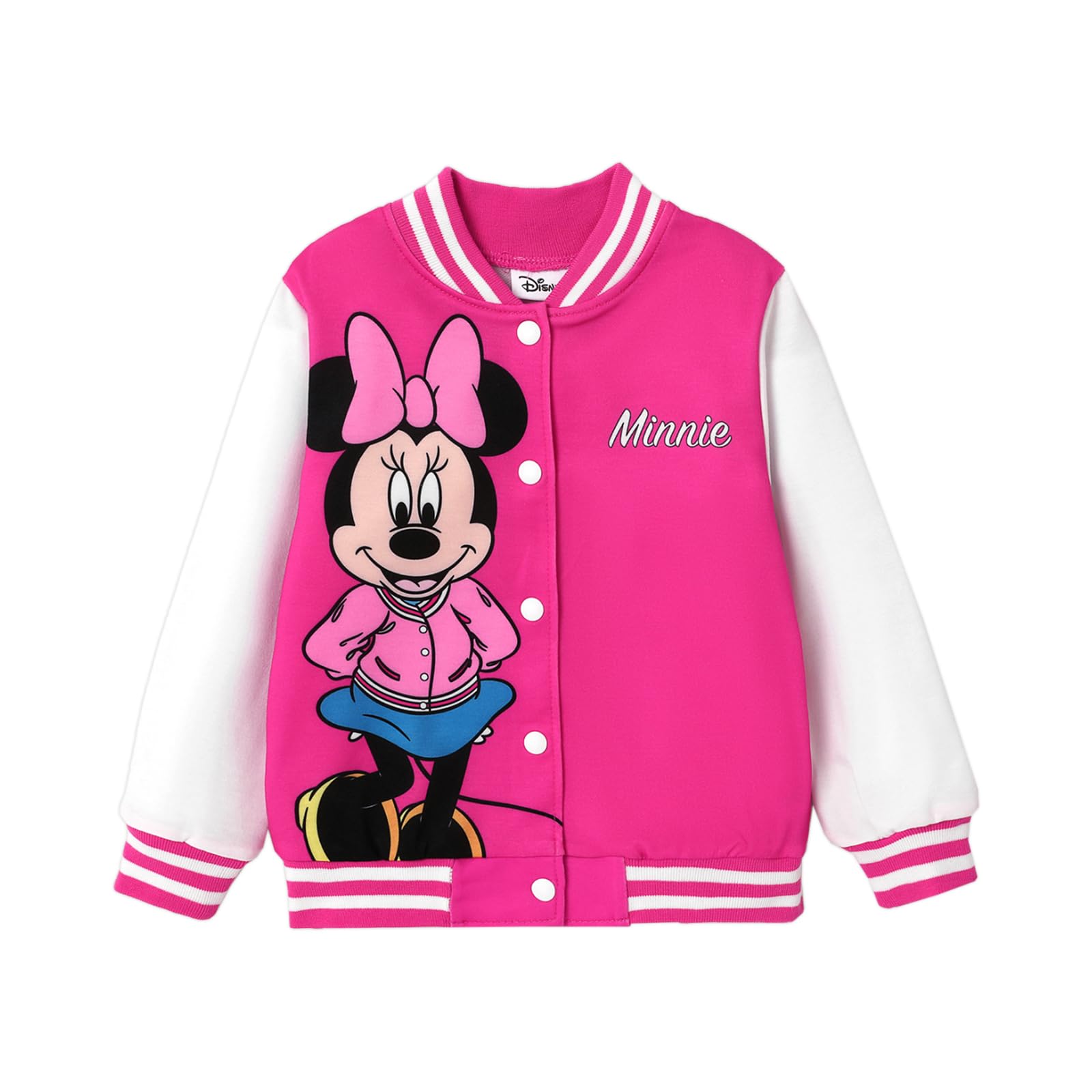 Disney Frozen Elsa Mickey Minnie Princess Varsity Bomber Jacket for Girls & Boys - Lightweight Zip-Up Letterman Sweatshirt | Costume Party, Halloween Dress-Up, School Spirit Wear