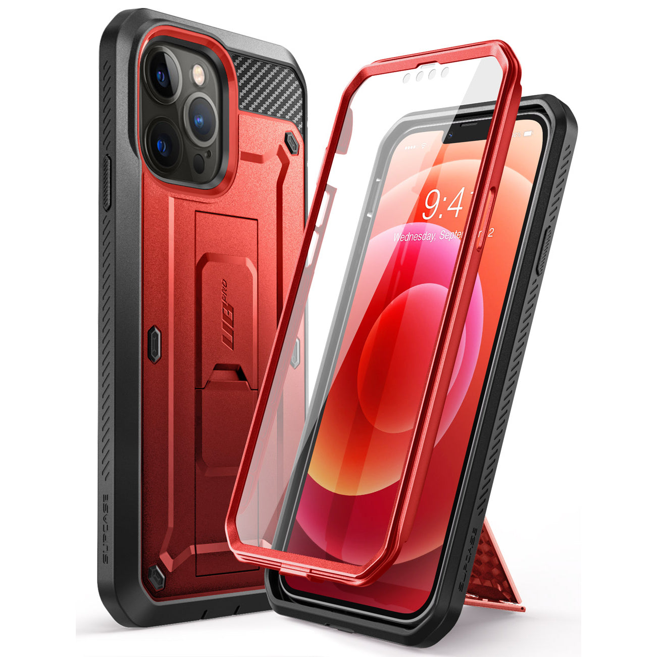 iPhone 13 Pro 6.1 Inch Shockproof Case - Unicorn Beetle Pro Series Heavy Duty Rugged Cover with Metallic Red Finish | Perfect for Outdoor Adventures, Construction Work & Extreme Sports Protection