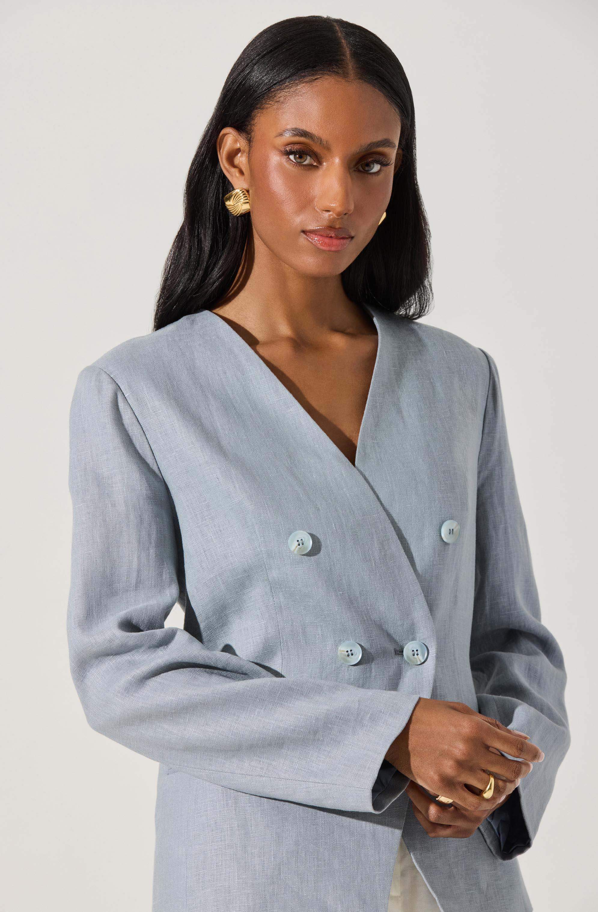 Dannika Women's Linen Blazer Jacket - Lightweight Summer Business Casual Coat for Office, Travel & Outdoor Events