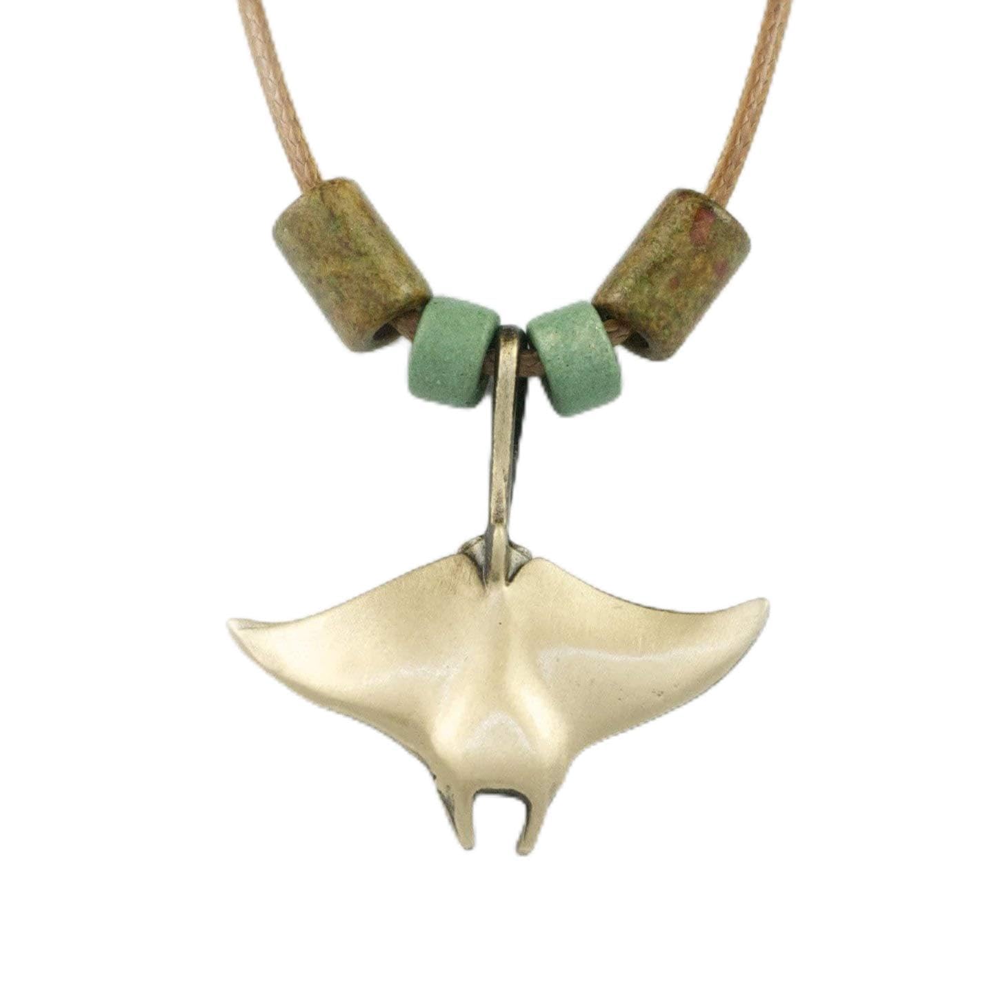 Antique Bronze Stingray Necklace for Women - Manta Ray Pendant Jewelry, Scuba Diving & Boho Style Accessory | Perfect for Beach Vacations, Ocean-Themed Parties & Unique Gift Giving