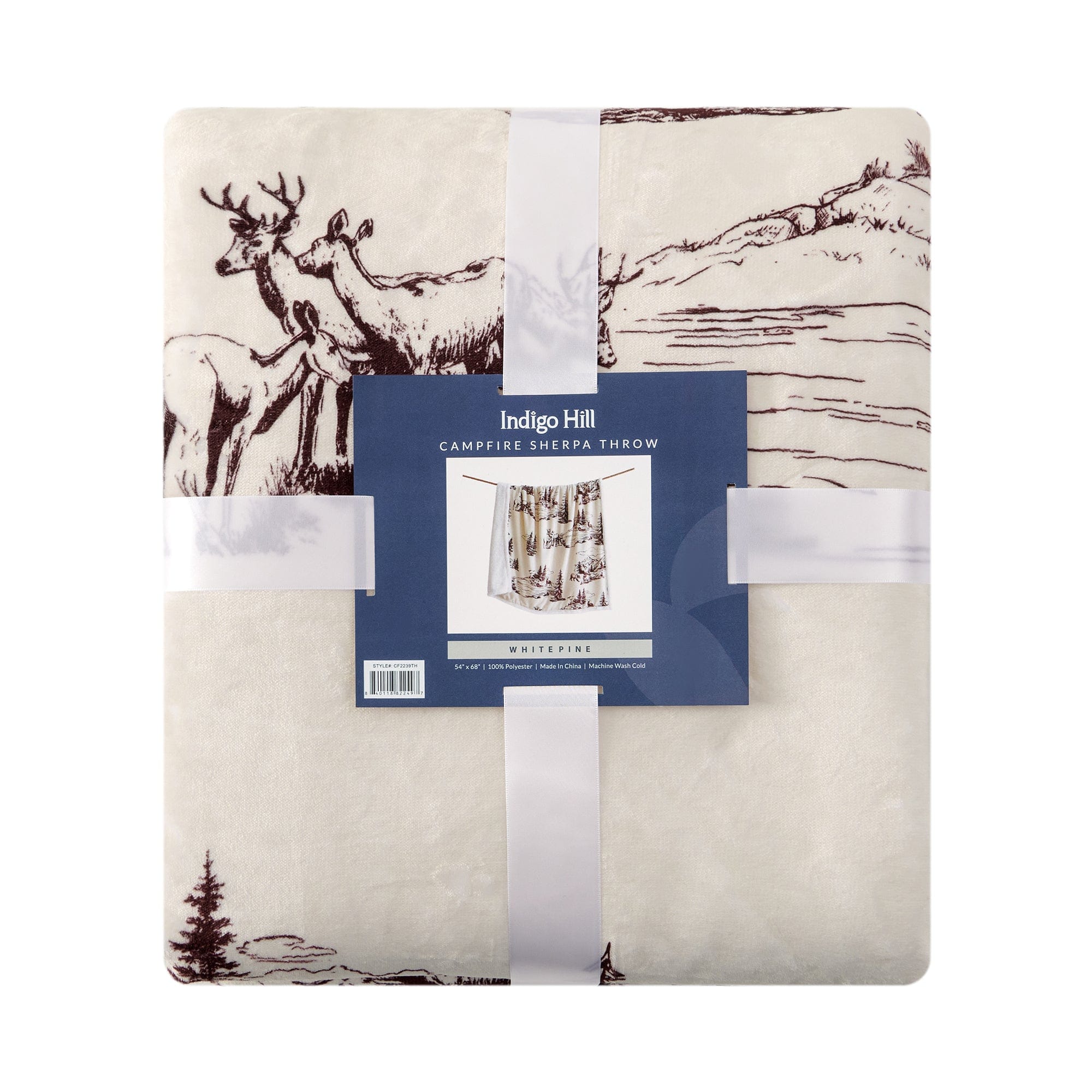 Cozy White Pine Campfire Sherpa Throw Blanket - Soft Flannel Fleece for Winter Warmth - Perfect for Camping, Picnics, and Home Decor