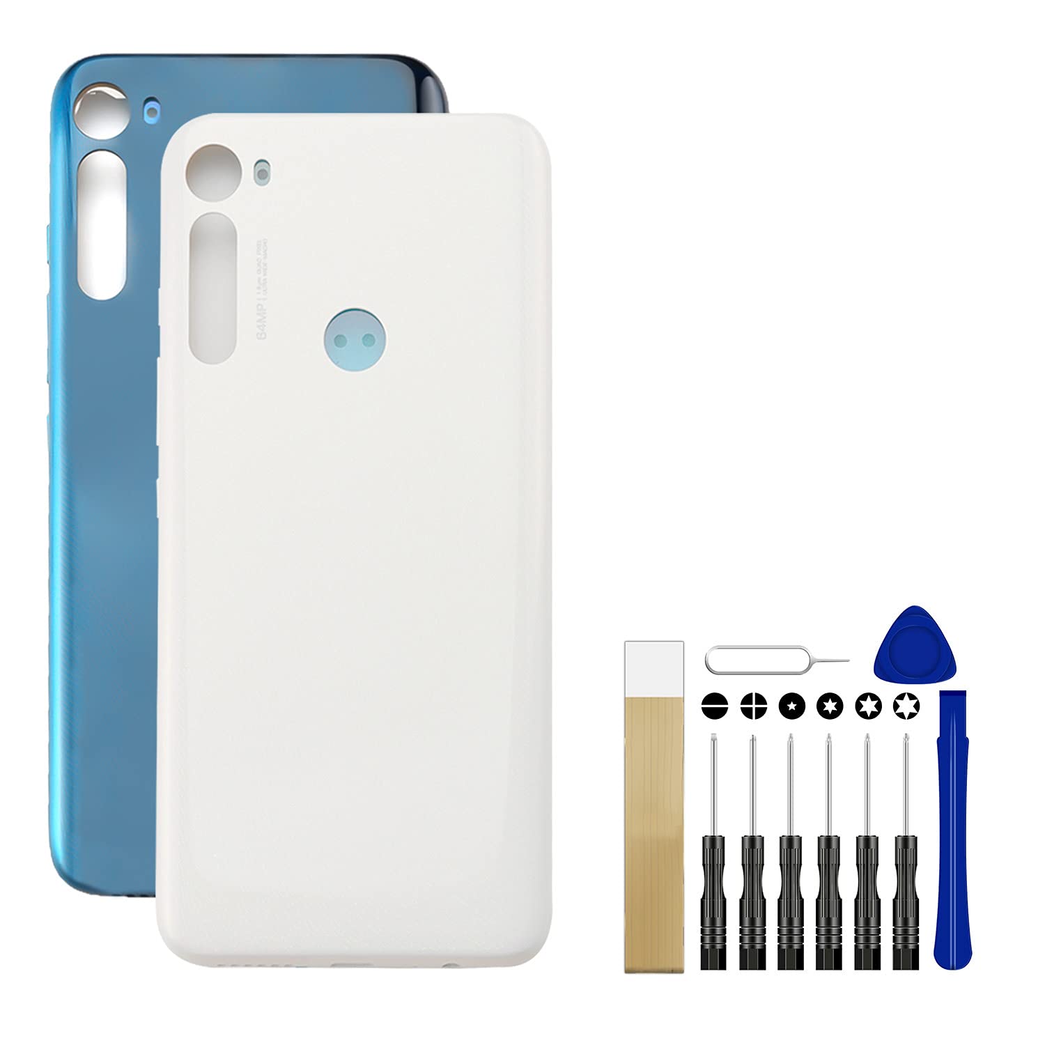 Motorola One Fusion+ Plus XT2067 Back Cover Replacement Case - Battery Door with Tools Kit (Moonlight White) | No Camera Frame/Lens | Perfect for DIY Repairs & Phone Protection