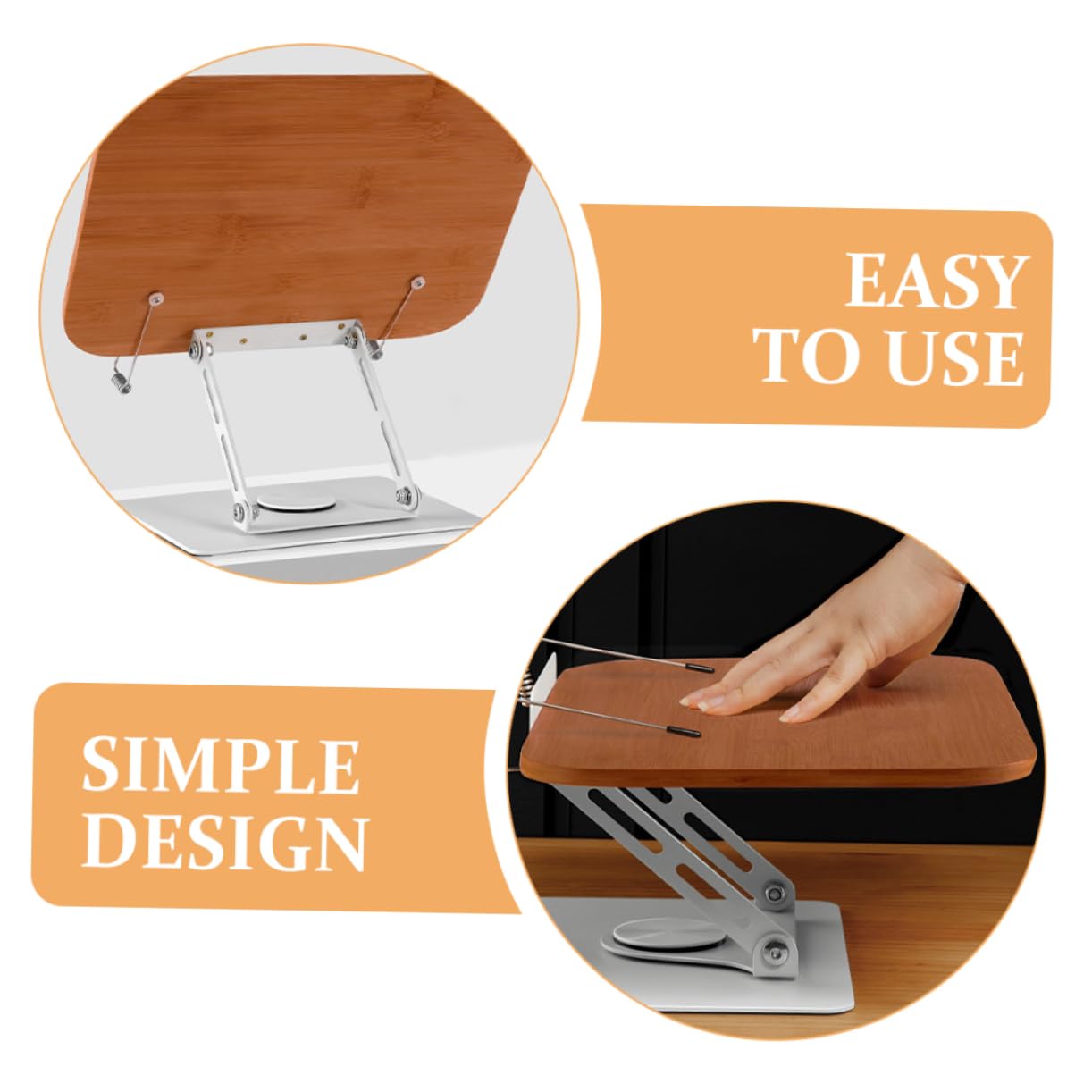 OSALADI Adjustable Book Stand - Sturdy Bamboo & Aluminum Book Holder for Reading, Studying, and Office Use - Perfect for Cookbooks, Textbooks, and Bibles
