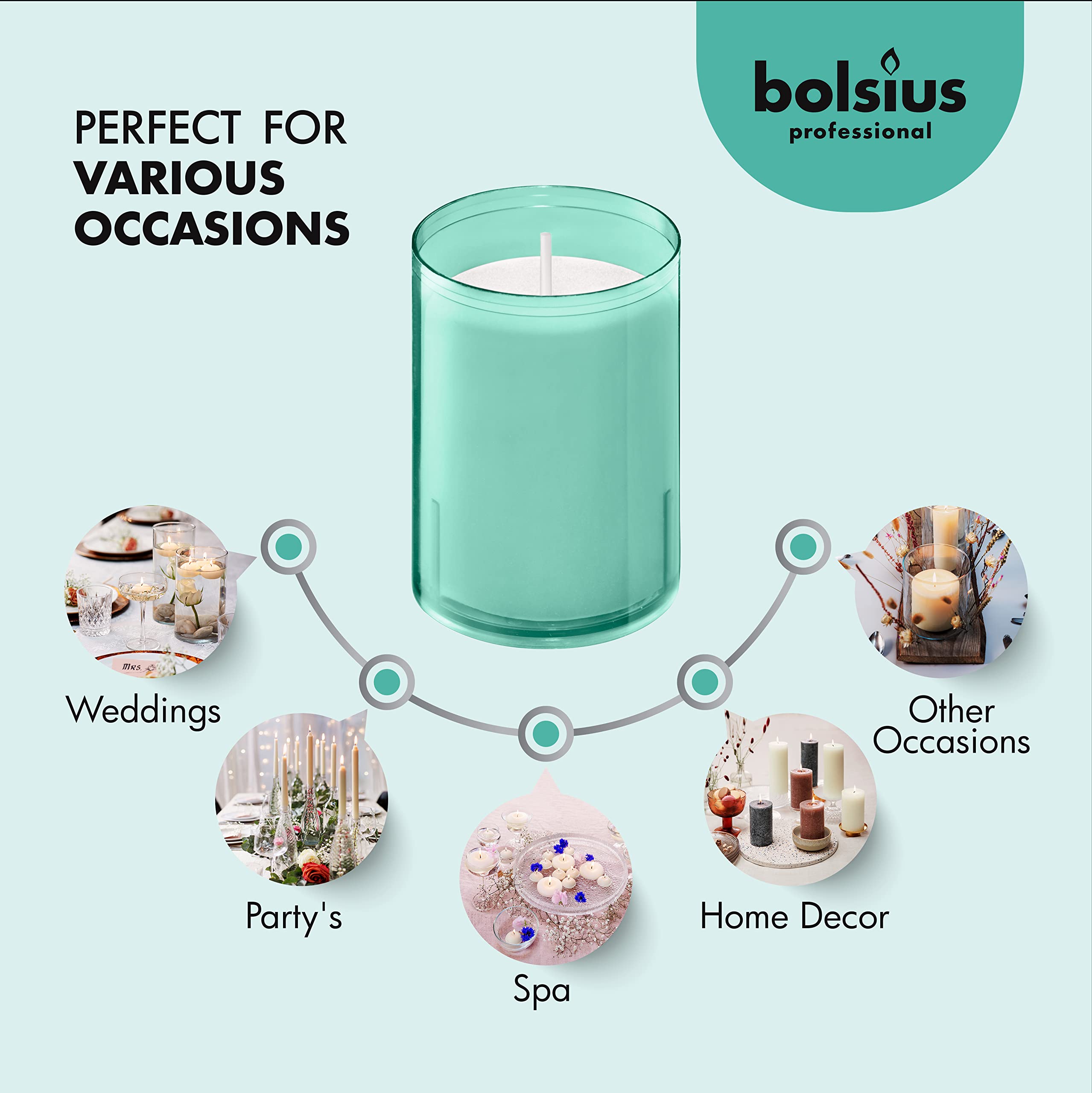 BOLSIUS 24-Hour Unscented Votive Candles - 20 Pack Premium European Quality Wedding Candles in Green Unbreakable Plastic Cups - Smokeless, Smooth Burning & Relightable - Perfect for Weddings, Church Events, Restaurants & Home Decor
