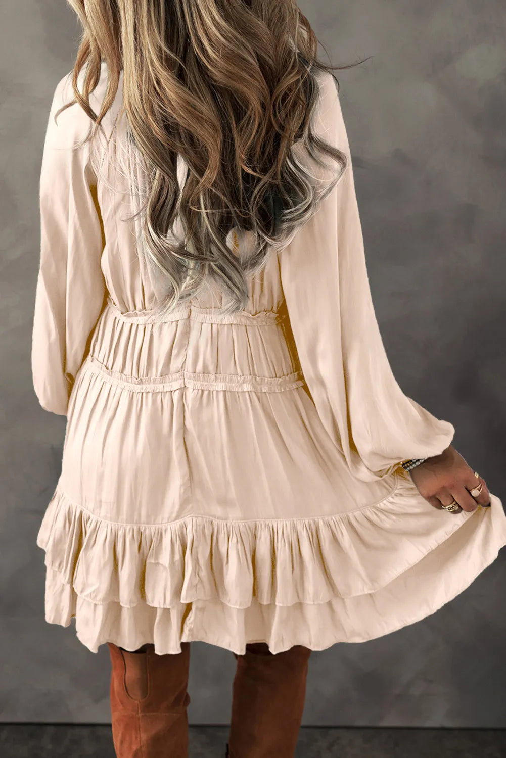 Frill Ruffled V Neck Long Sleeve Mini Dress for Women - Elegant Party & Date Night Outfit | Flowy Summer Dress for Cocktail, Wedding & Special Occasions