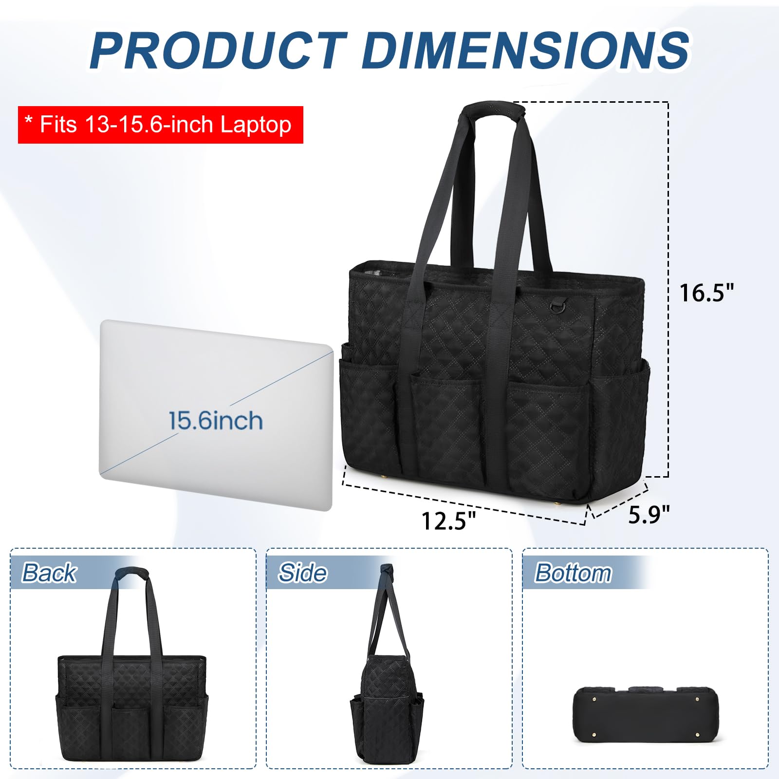 Stylish Large Waterproof Tote Bag for Women - 15.6